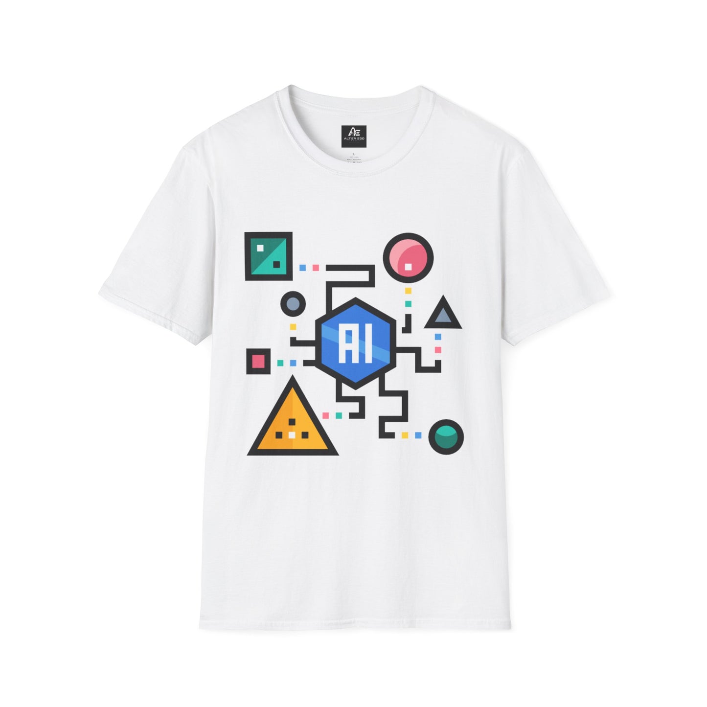 AI Circuit Graphic T-Shirt — Colorful Geometric Tech Design