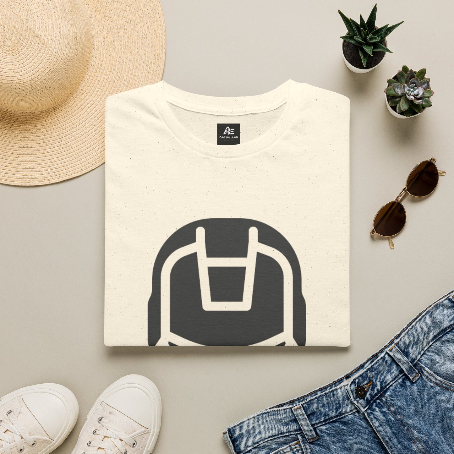 Iron Helmet Graphic T-Shirt — Minimalist Superhero Helmet Design
