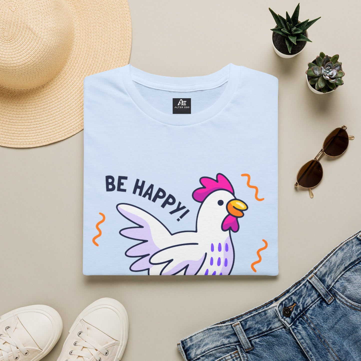 Be Happy Roller Chicken T-Shirt