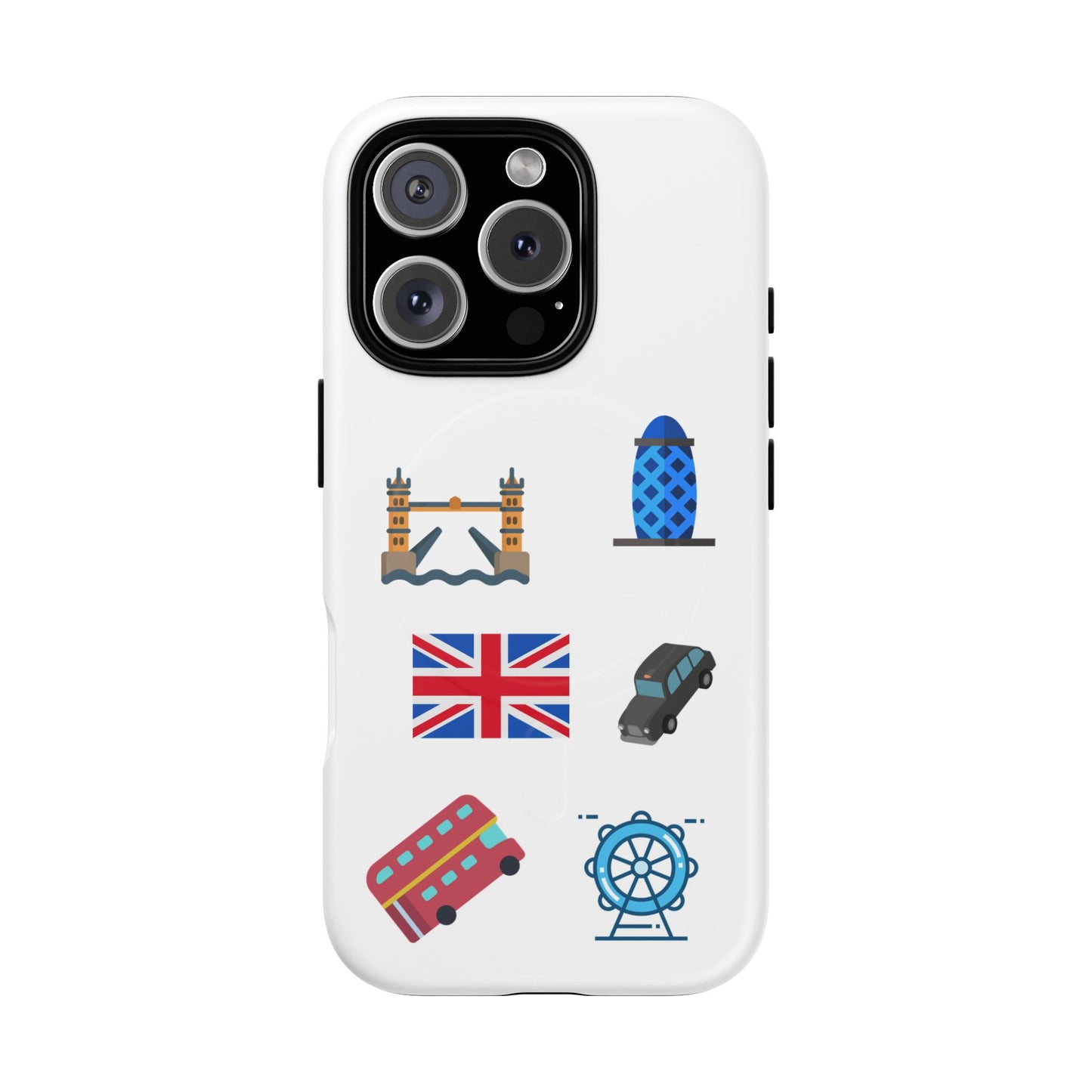 London Icons Tough Magnetic Phone Case — Union Jack, Tower Bridge & Double-Decker Design