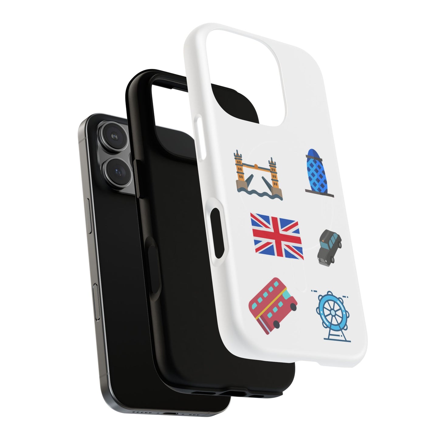 London Icons Tough Magnetic Phone Case — Union Jack, Tower Bridge & Double-Decker Design