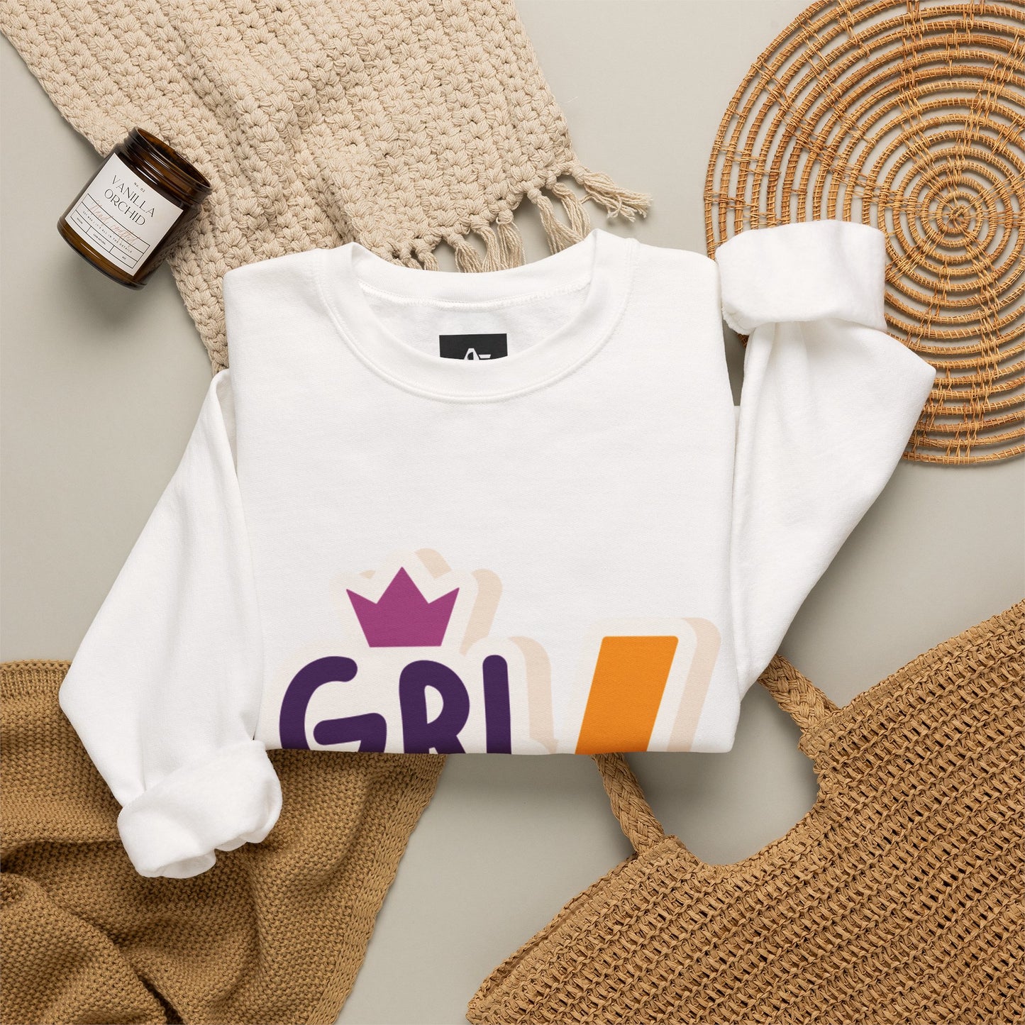 GRL PWR Crewneck Sweatshirt – Girls Power Lightning Bolt Graphic