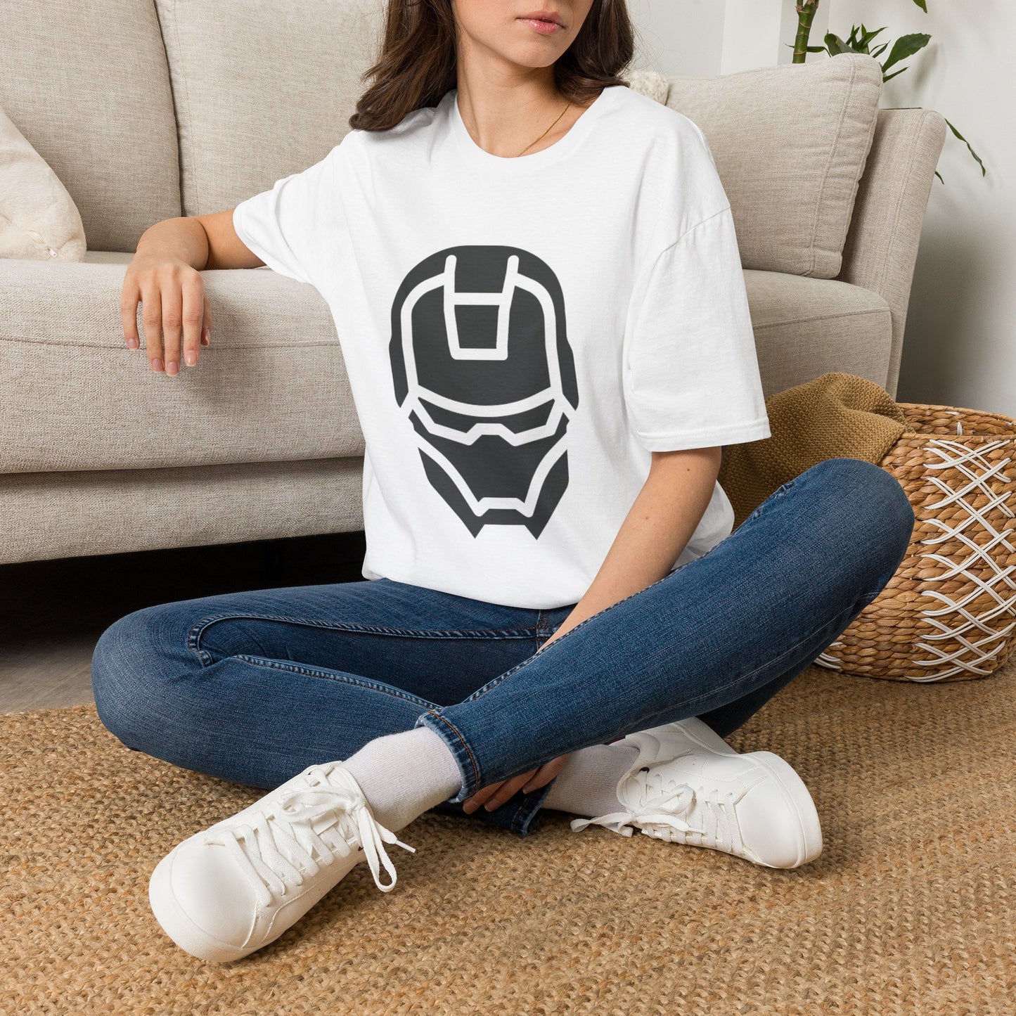 Iron Helmet Graphic T-Shirt — Minimalist Superhero Helmet Design