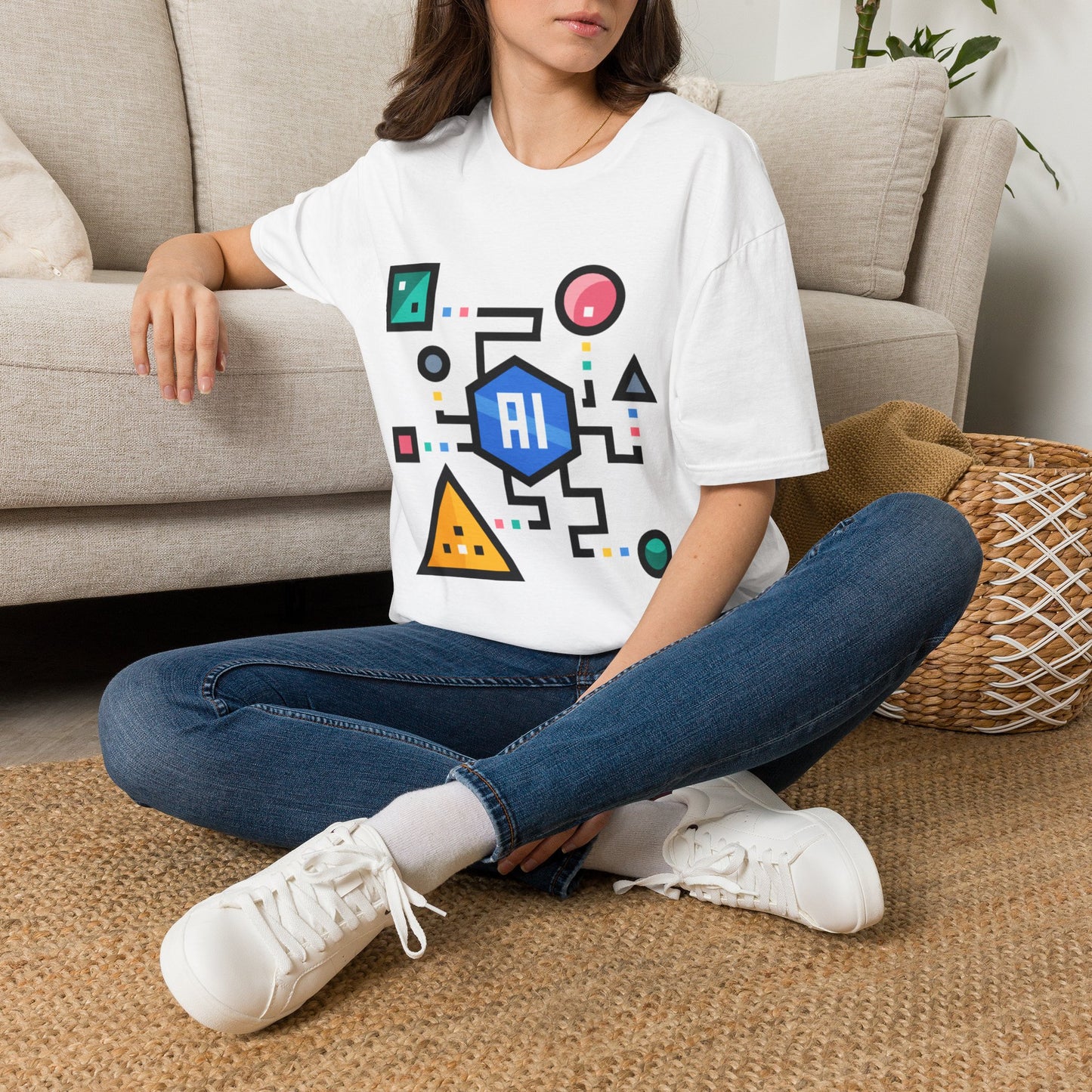 AI Circuit Graphic T-Shirt — Colorful Geometric Tech Design