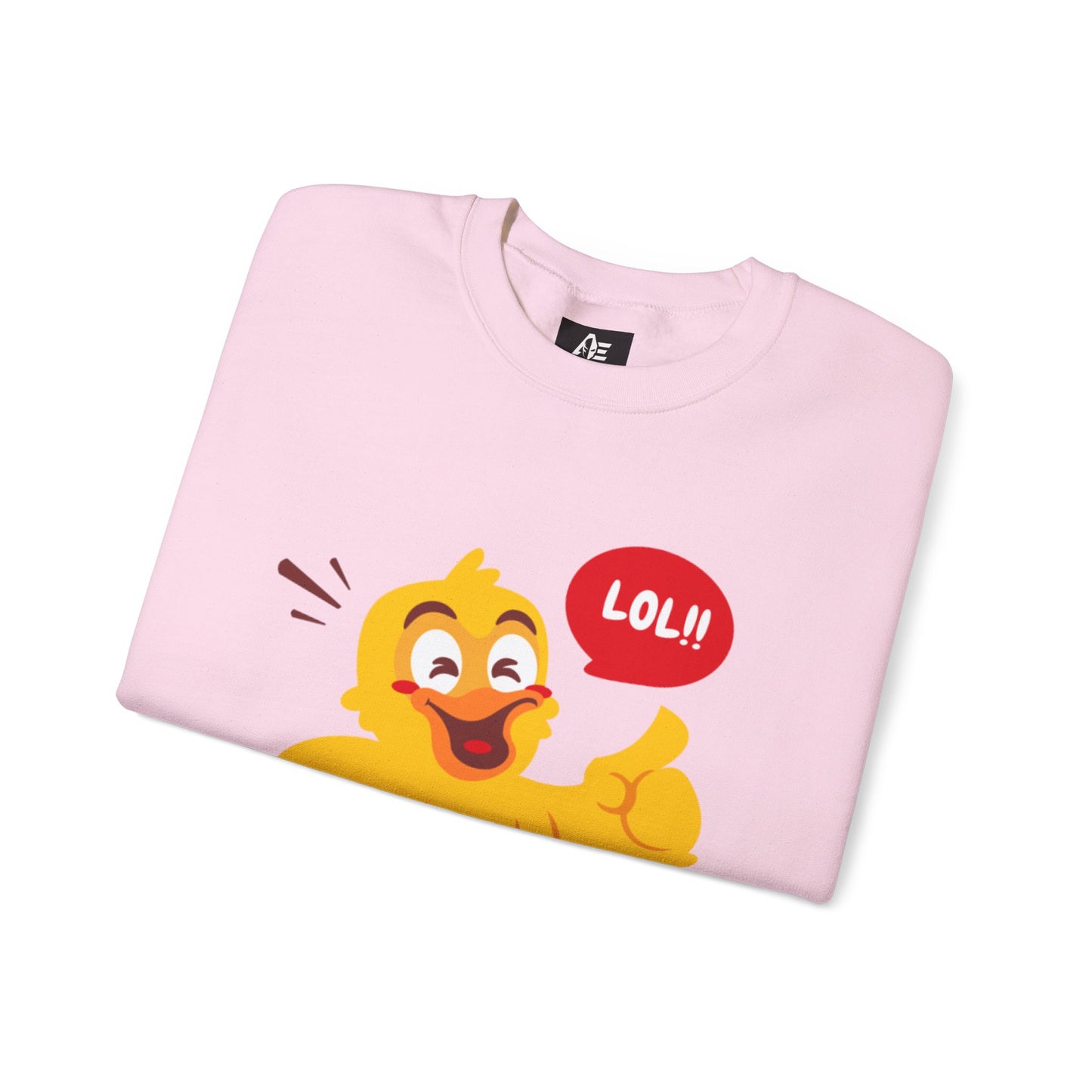 Crewneck Unisex Sweatshirt — Cute Laughing Chick Design ("LOL")