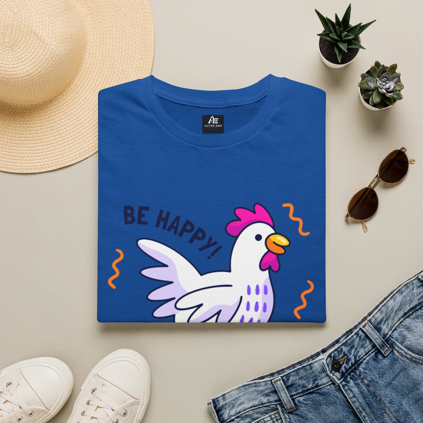 Be Happy Roller Chicken T-Shirt