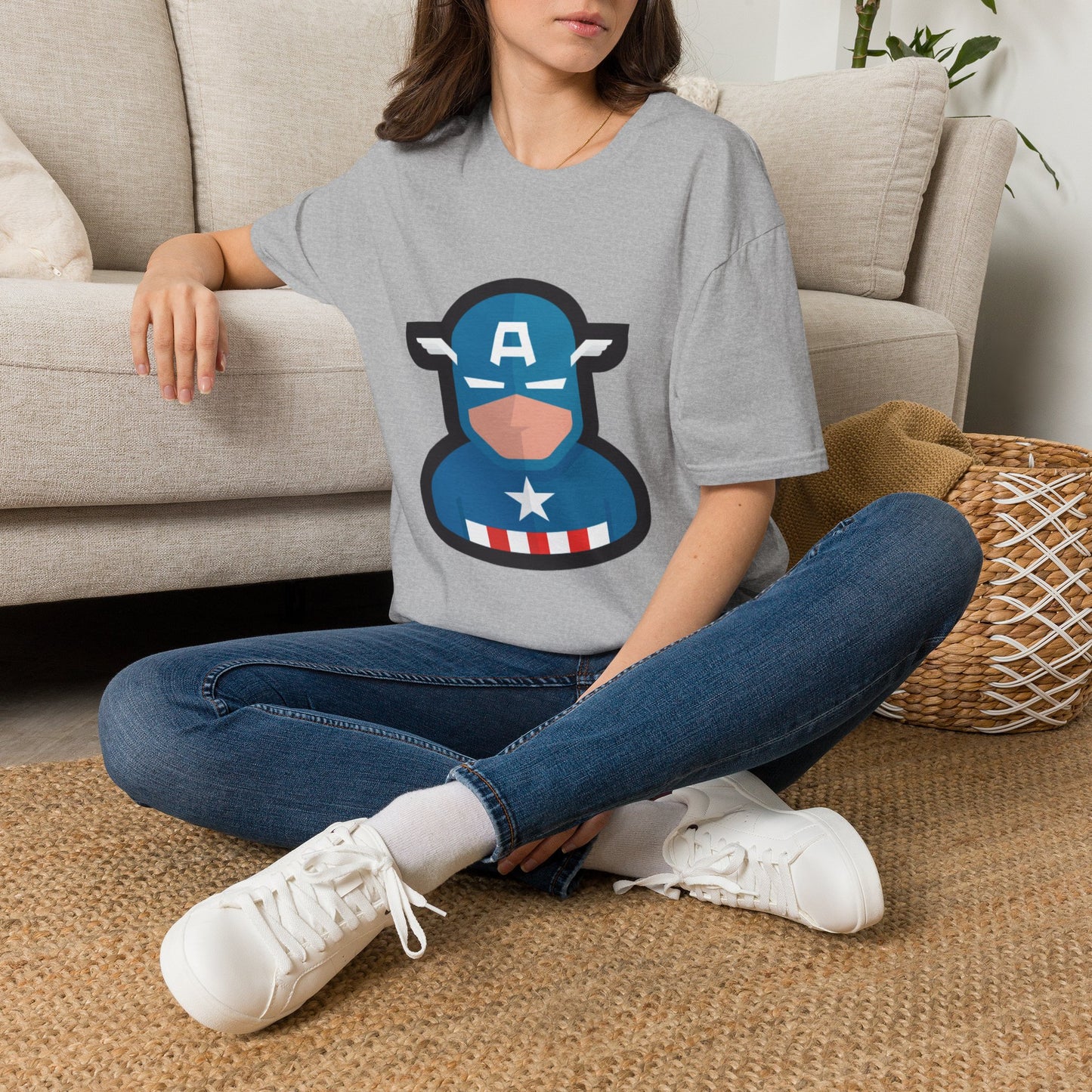 Captain Mask Graphic T-Shirt — Retro Patriotic Superhero Tee