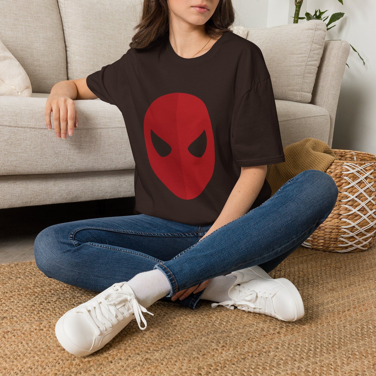 Spider Mask T-Shirt — Minimal Red Superhero Tee