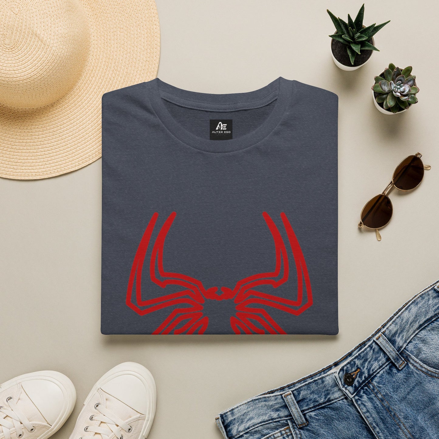 Spider Emblem T-Shirt — Red Minimal Spider Logo Tee