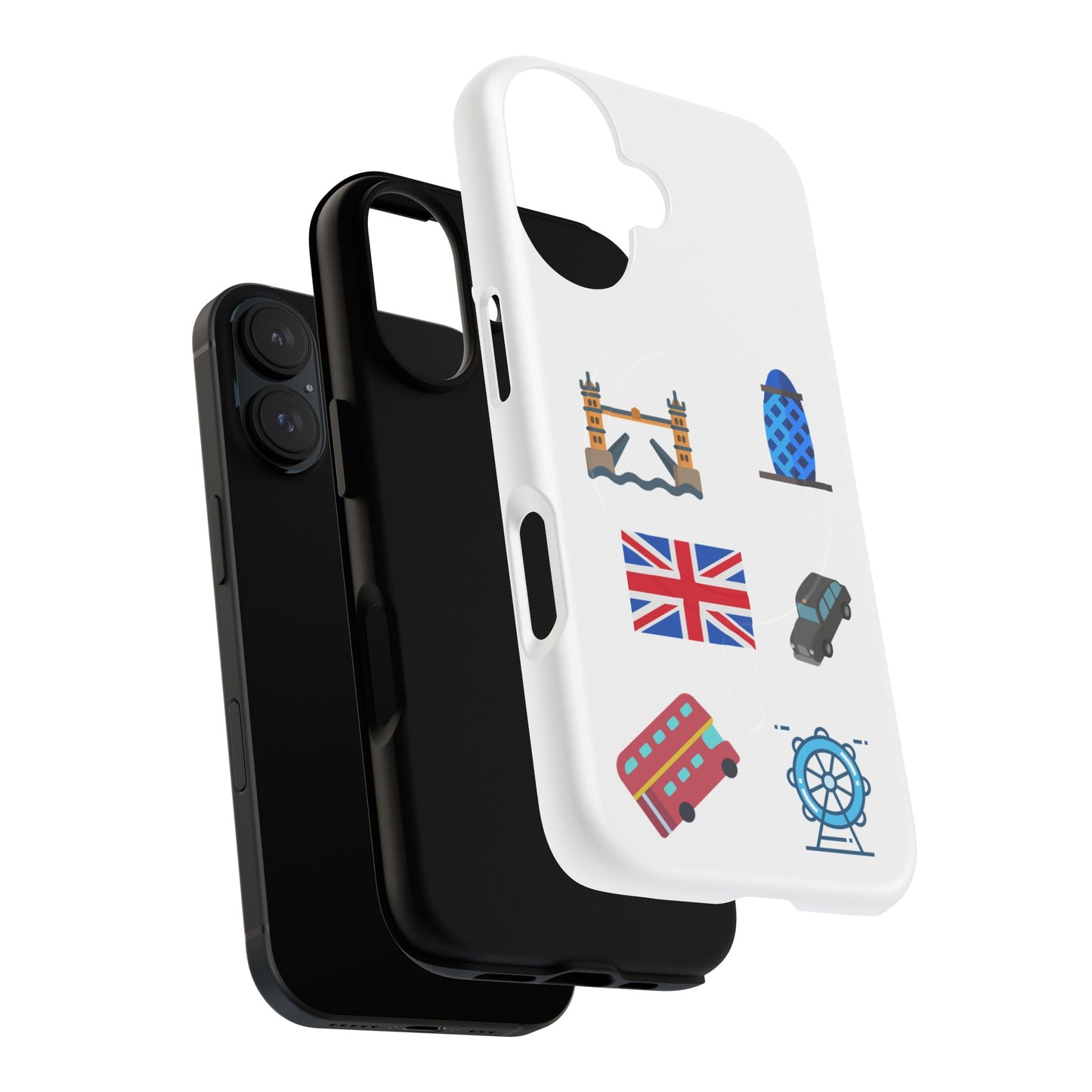 London Icons Tough Magnetic Phone Case — Union Jack, Tower Bridge & Double-Decker Design