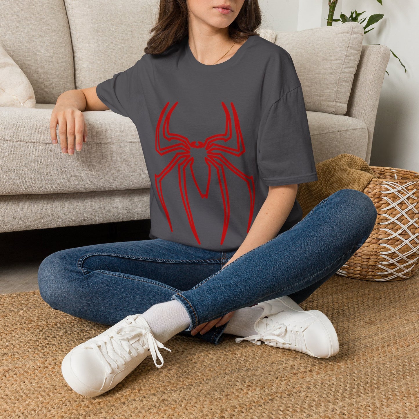 Spider Emblem T-Shirt — Red Minimal Spider Logo Tee