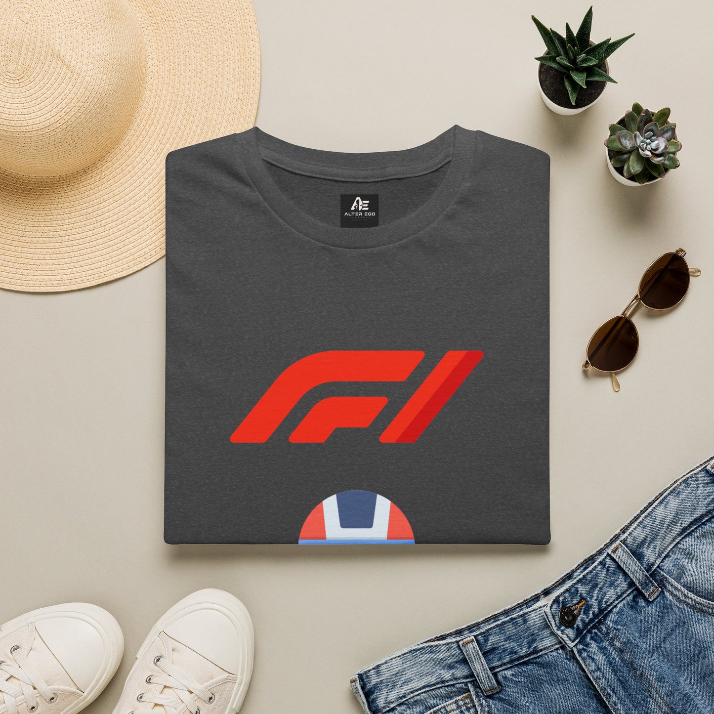 Racing Driver Graphic T-Shirt — Retro F1 Helmet Logo Tee