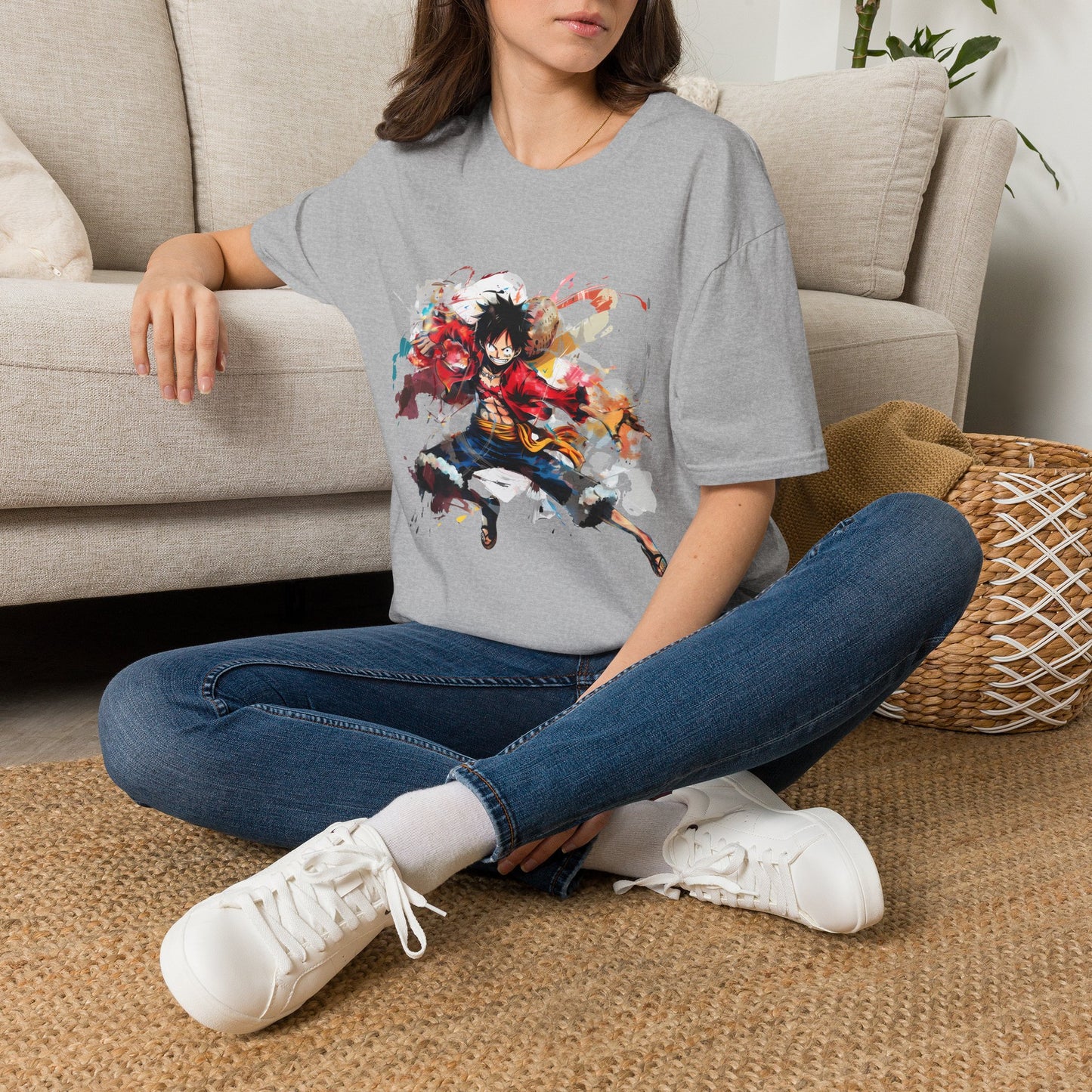 Anime Graphic Unisex T-Shirt — Dynamic Fighter Watercolor Design