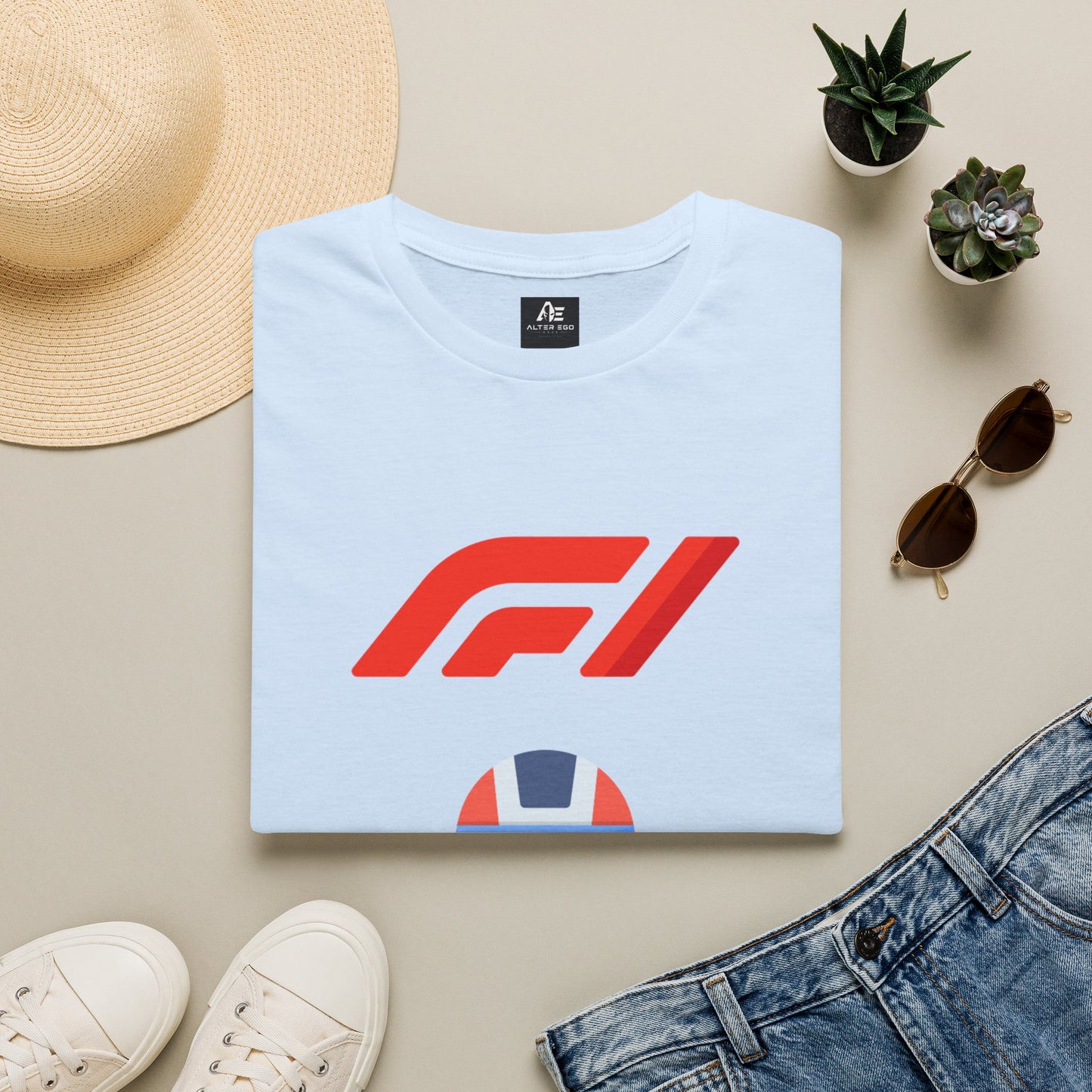 Racing Driver Graphic T-Shirt — Retro F1 Helmet Logo Tee