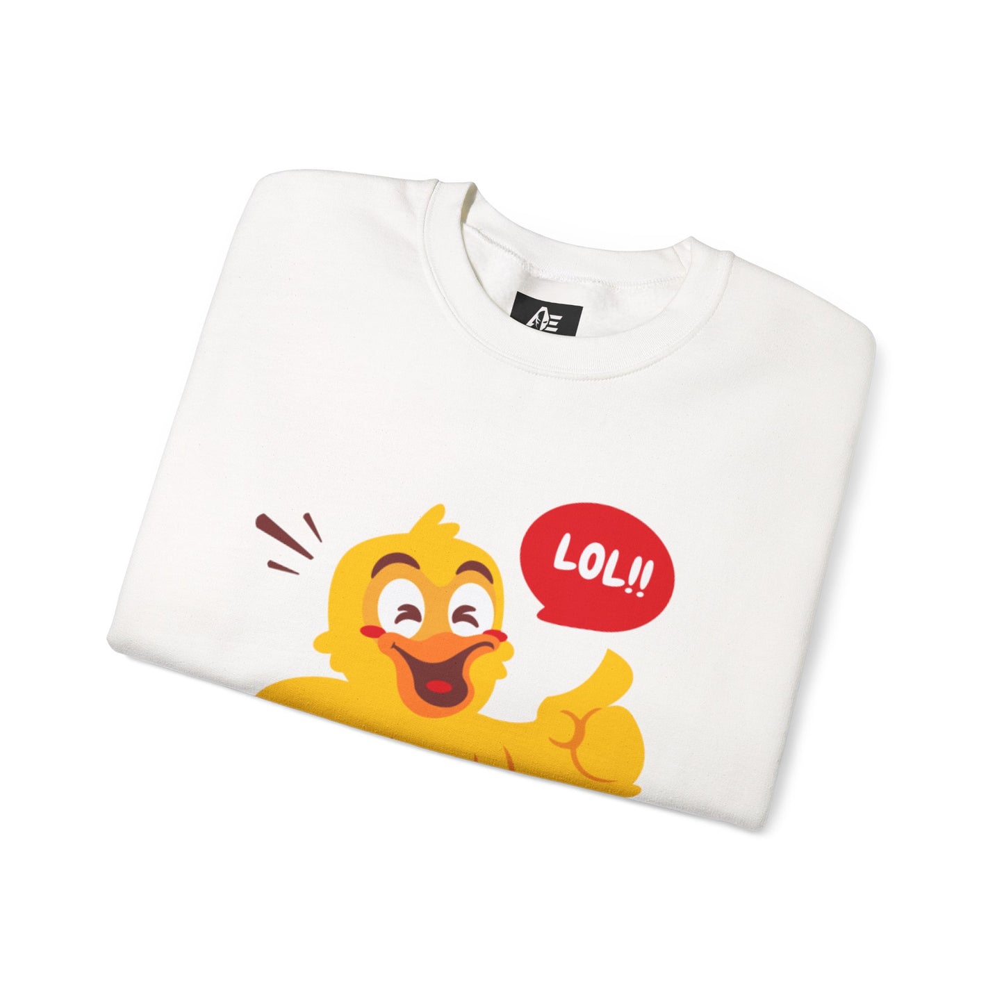 Crewneck Unisex Sweatshirt — Cute Laughing Chick Design ("LOL")