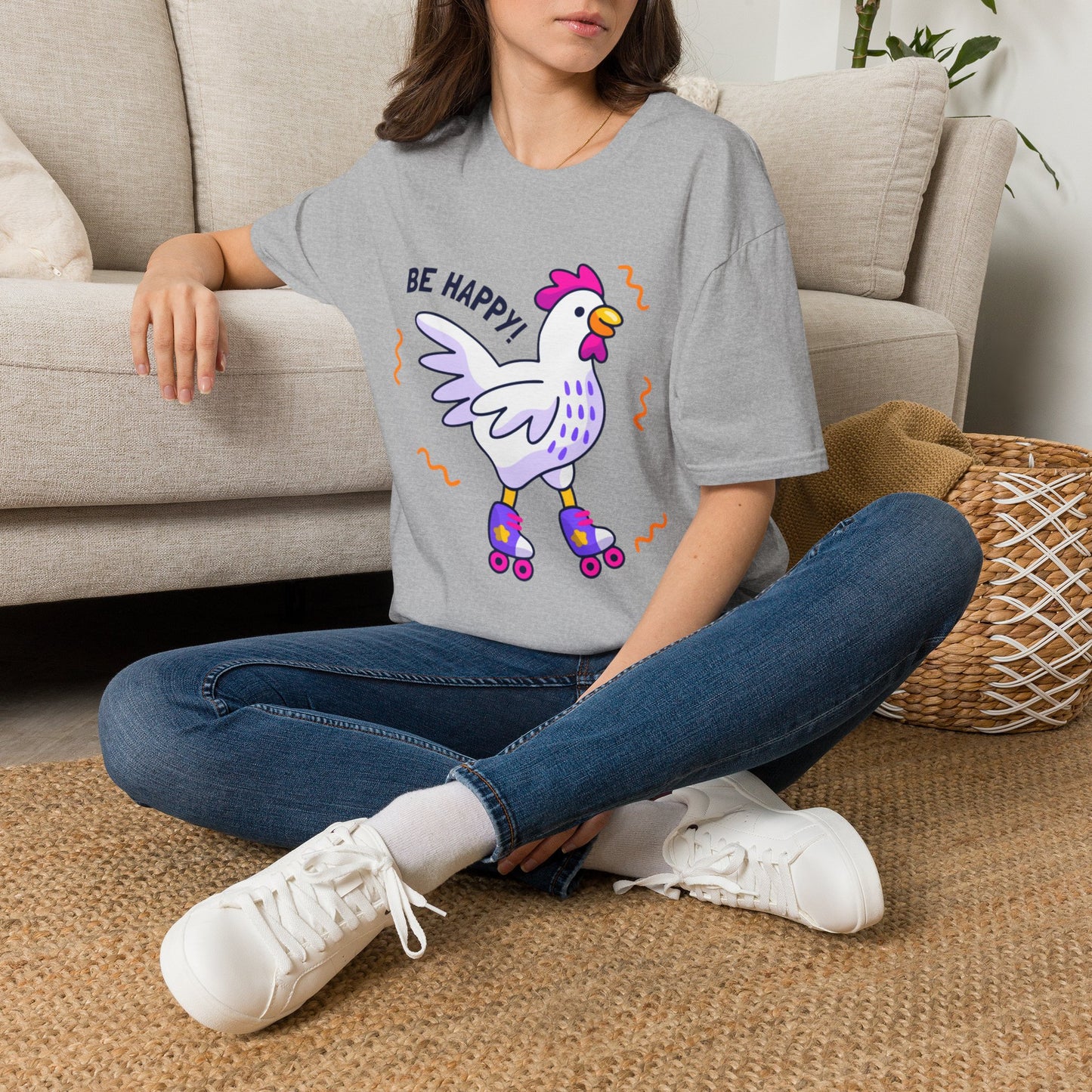 Be Happy Roller Chicken T-Shirt