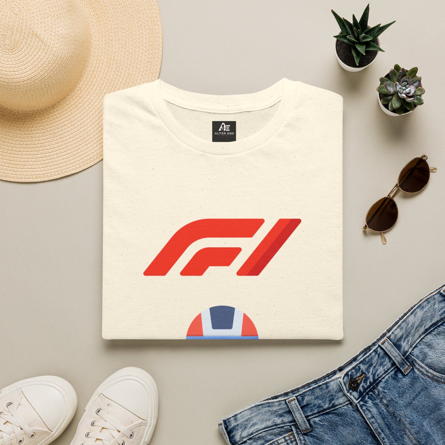 Racing Driver Graphic T-Shirt — Retro F1 Helmet Logo Tee