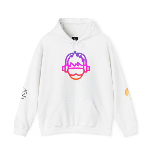 Gamer Hoodie - Colorful Headset Icon & 'GAME' Controller Symbol Pullover