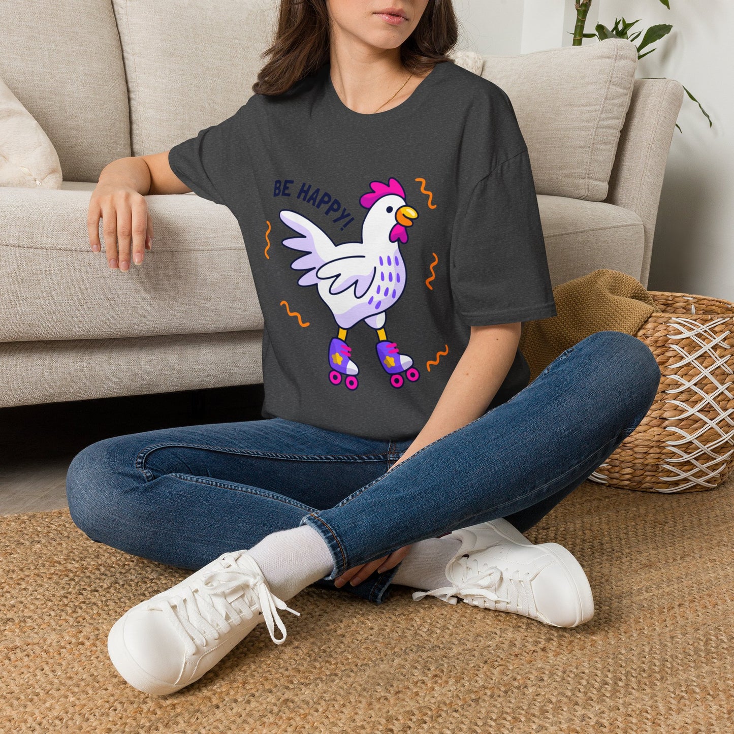 Be Happy Roller Chicken T-Shirt