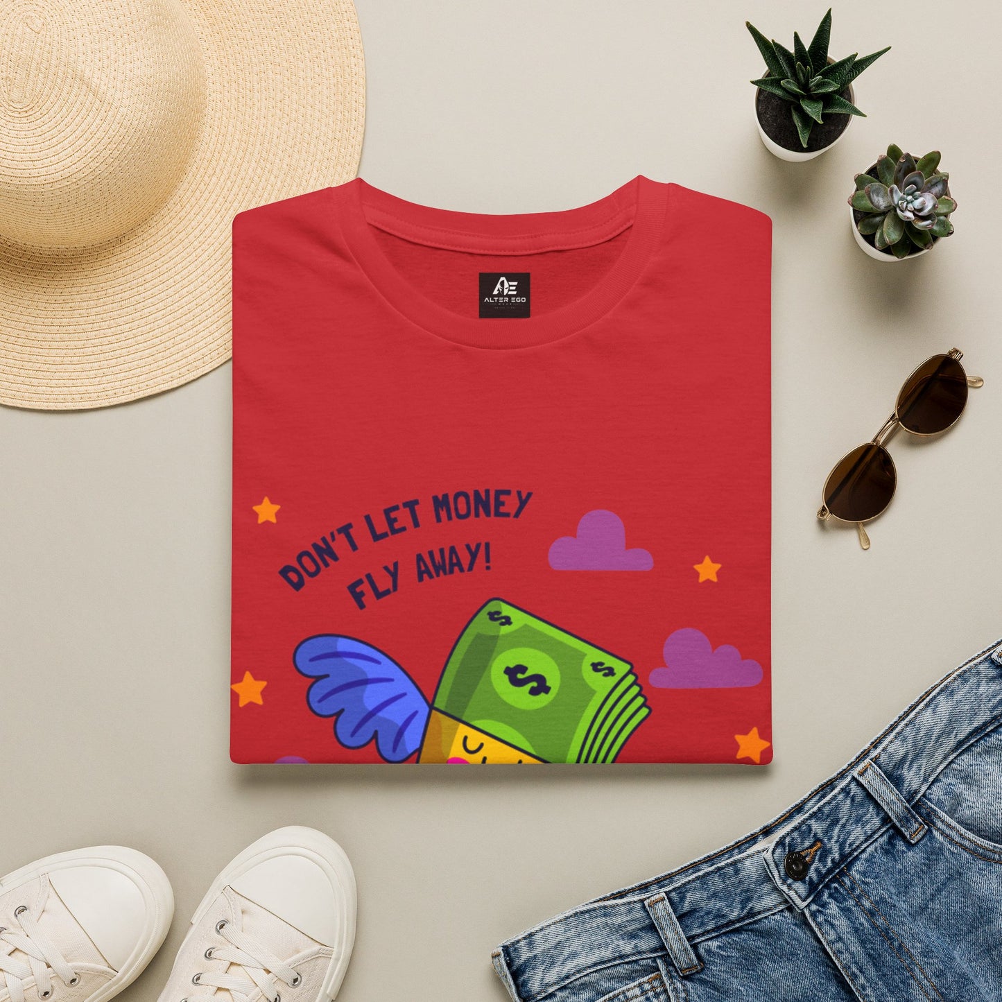 Don't Let Money Fly Away T-Shirt — Cute Flying Cash Graphic Tee