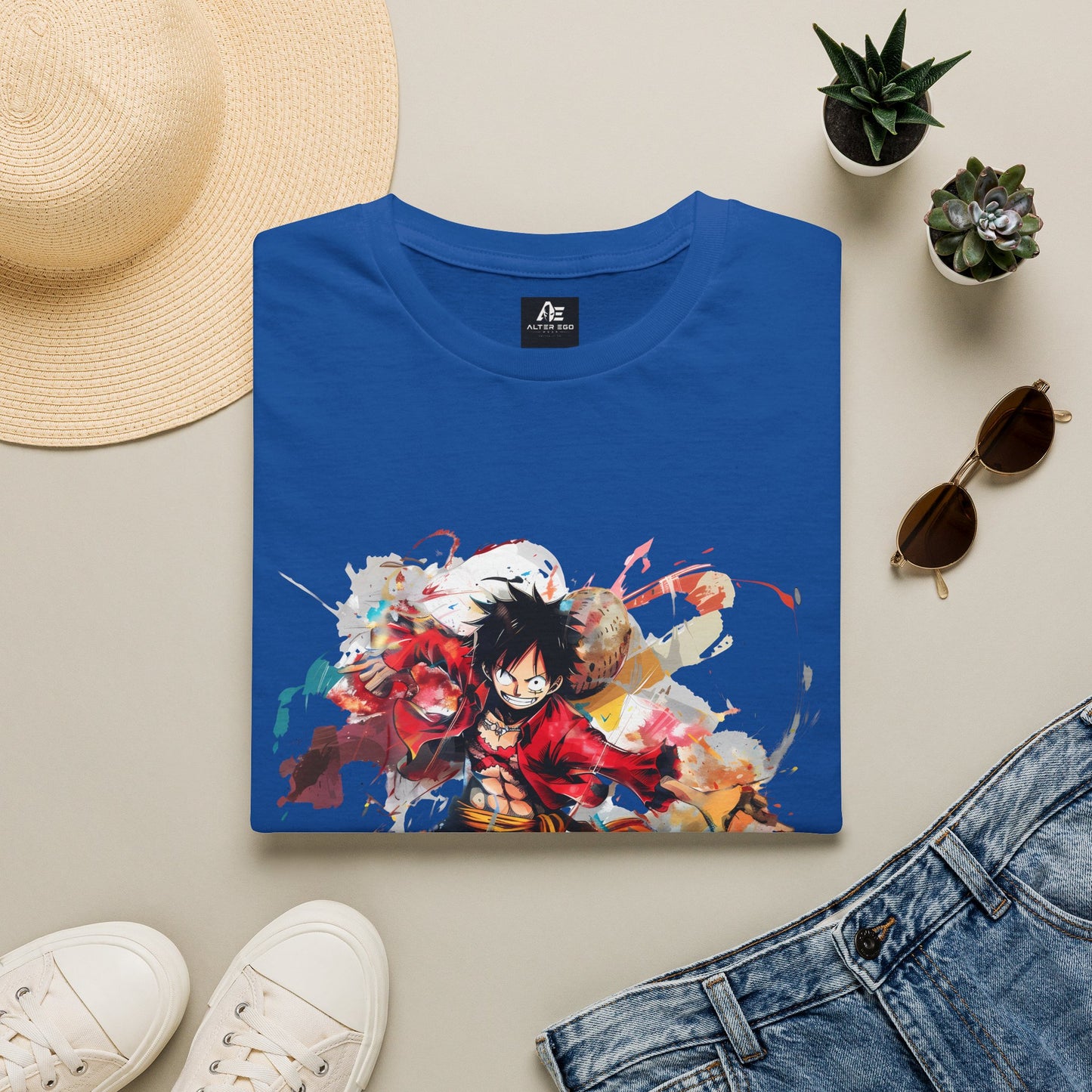 Anime Graphic Unisex T-Shirt — Dynamic Fighter Watercolor Design