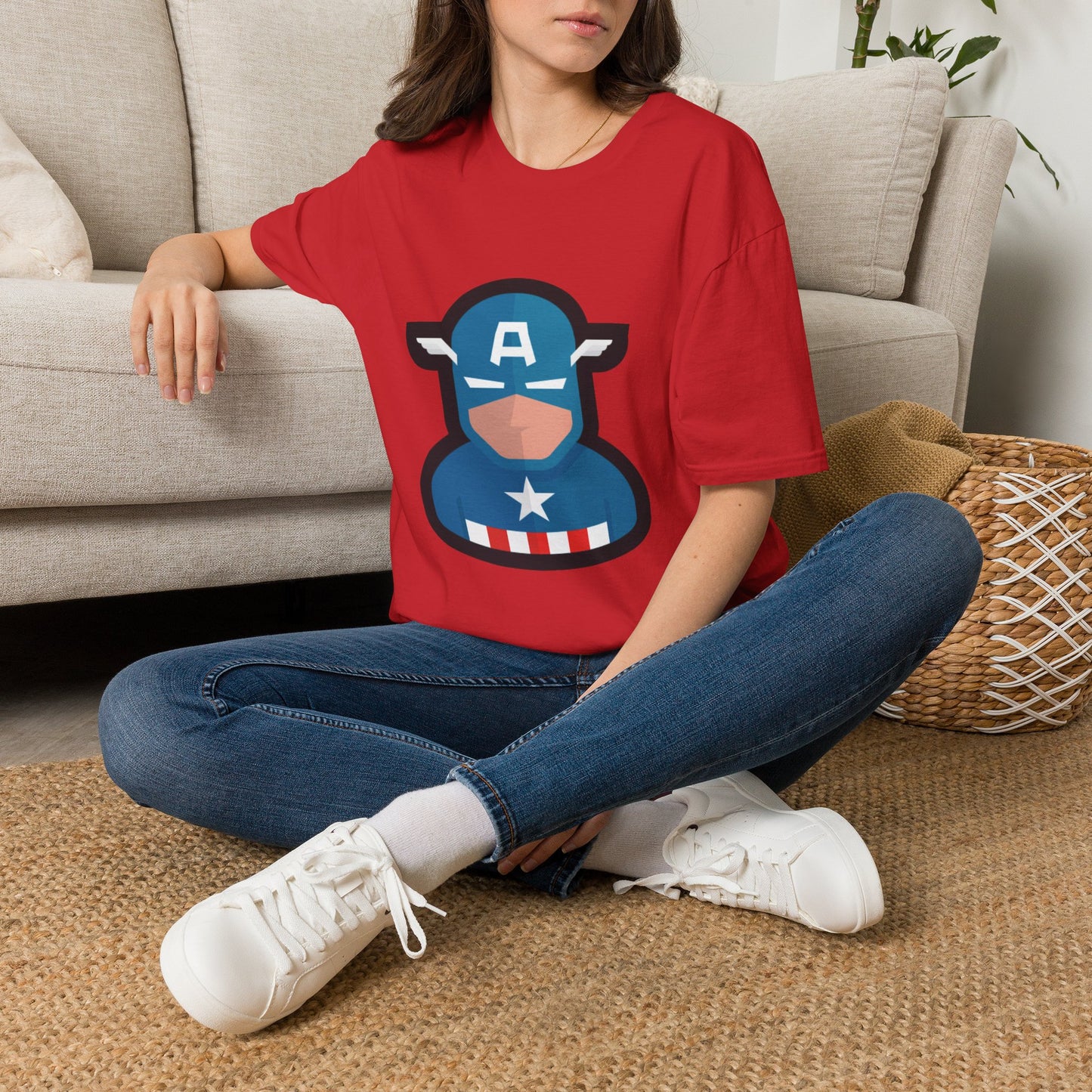 Captain Mask Graphic T-Shirt — Retro Patriotic Superhero Tee