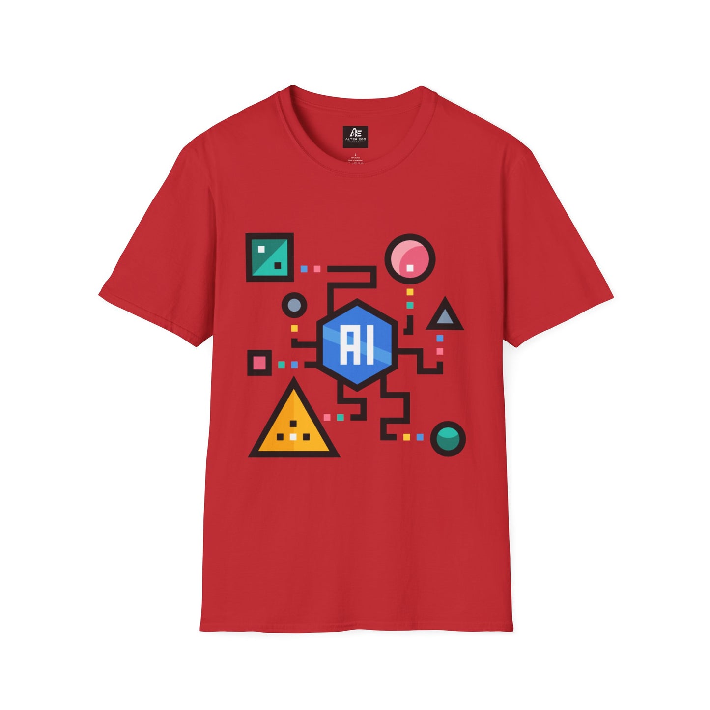 AI Circuit Graphic T-Shirt — Colorful Geometric Tech Design