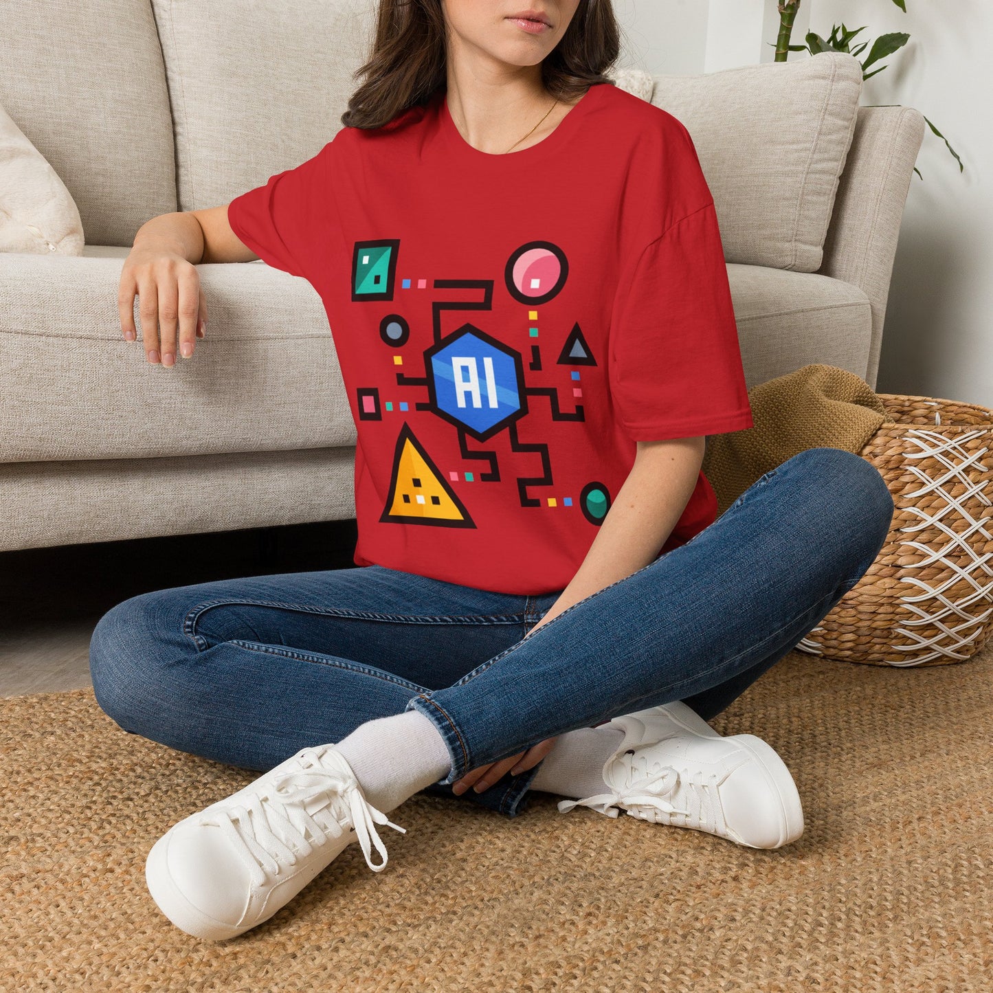 AI Circuit Graphic T-Shirt — Colorful Geometric Tech Design