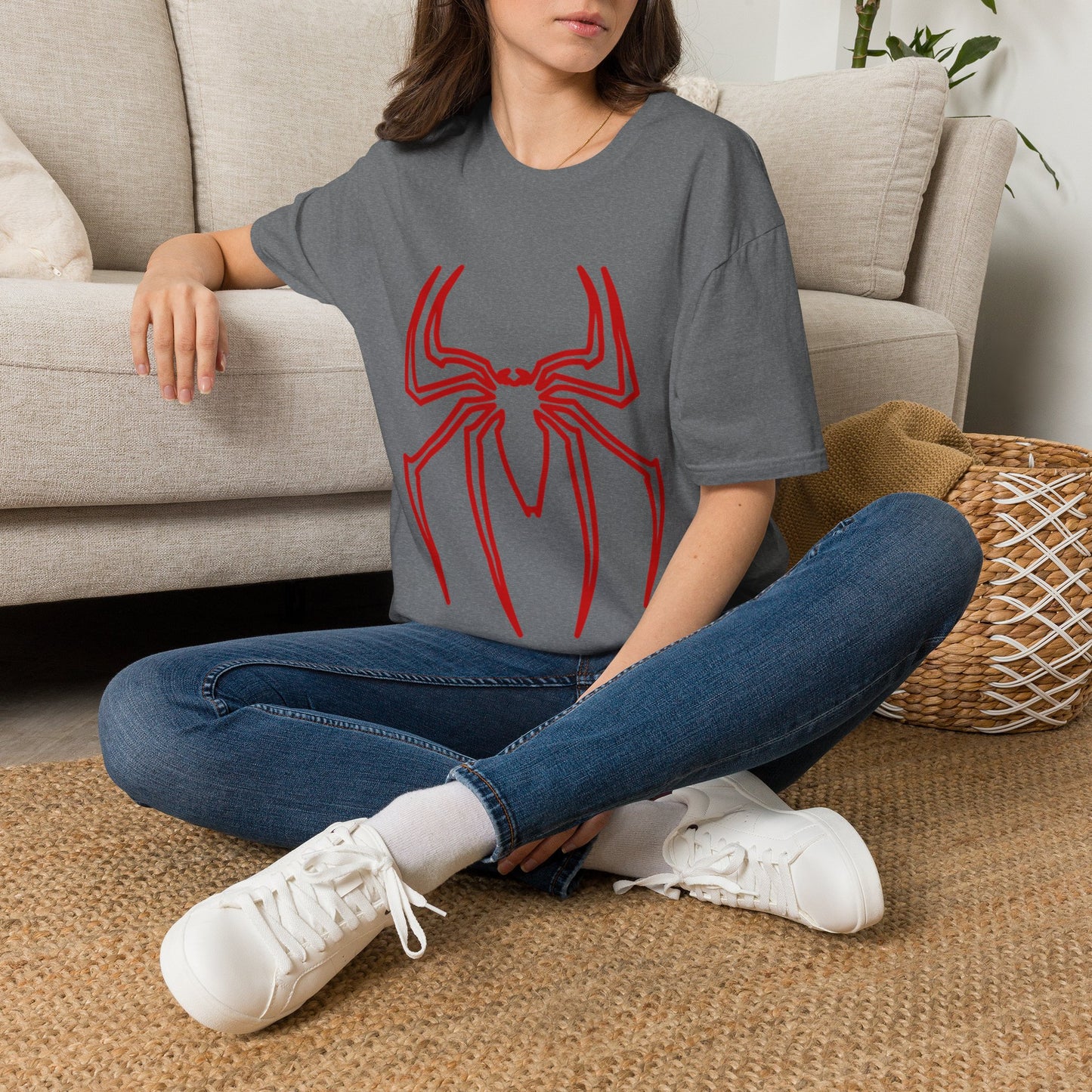 Spider Emblem T-Shirt — Red Minimal Spider Logo Tee