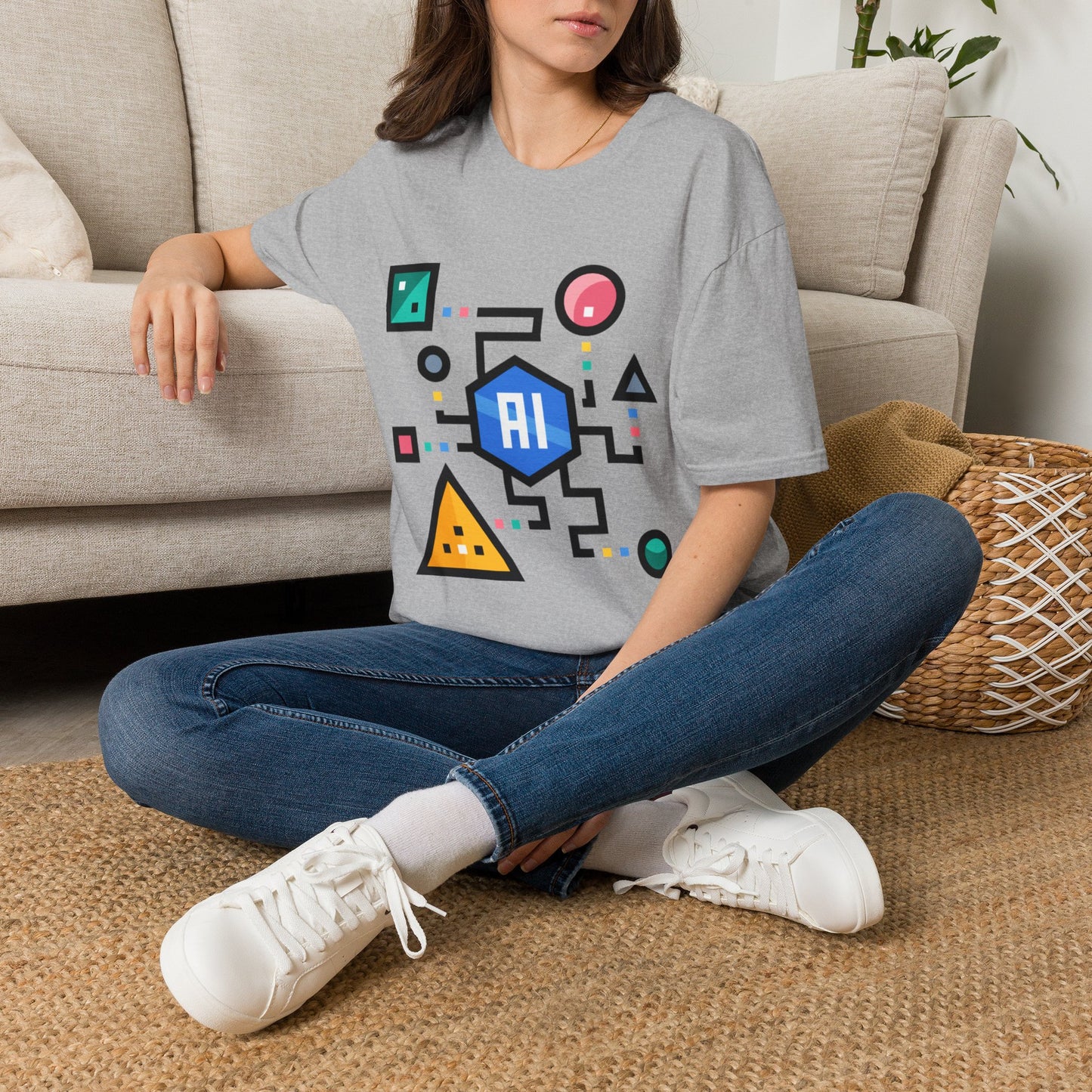 AI Circuit Graphic T-Shirt — Colorful Geometric Tech Design
