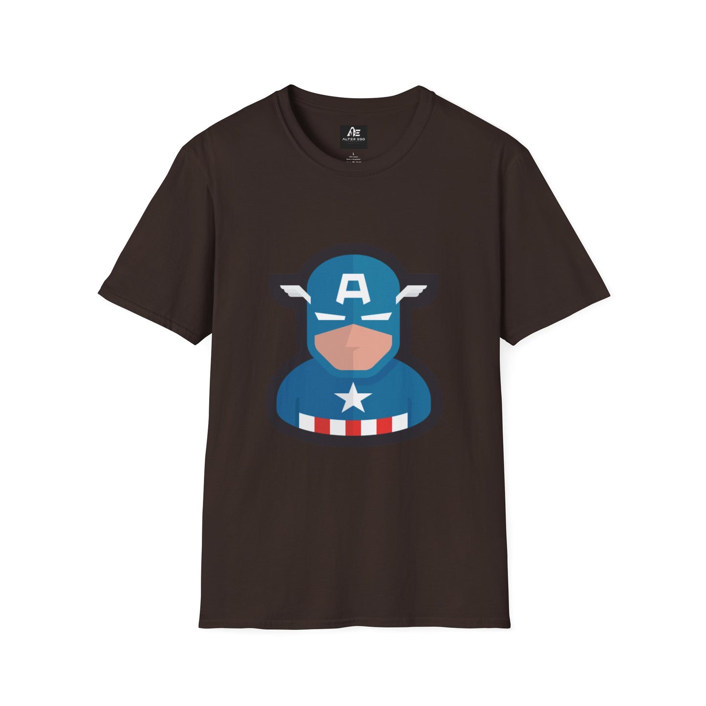 Captain Mask Graphic T-Shirt — Retro Patriotic Superhero Tee