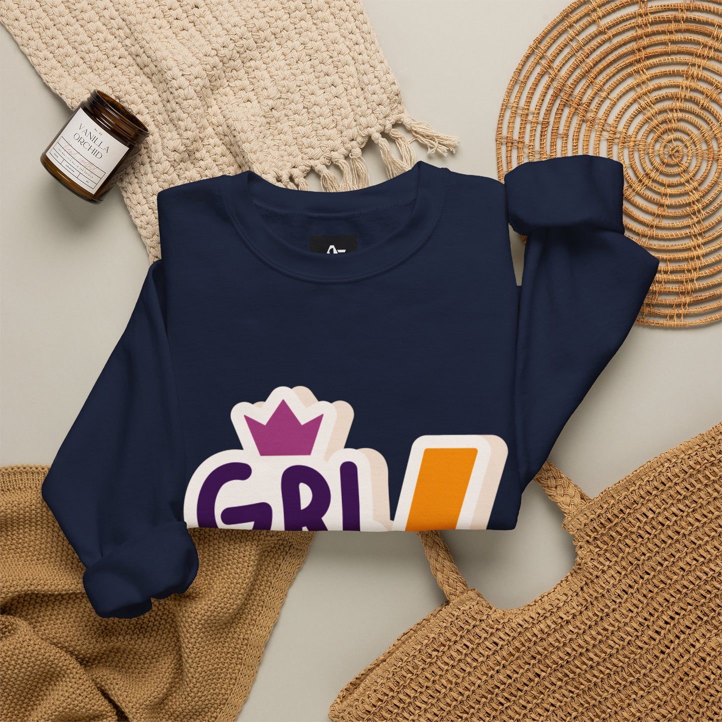 GRL PWR Crewneck Sweatshirt – Girls Power Lightning Bolt Graphic