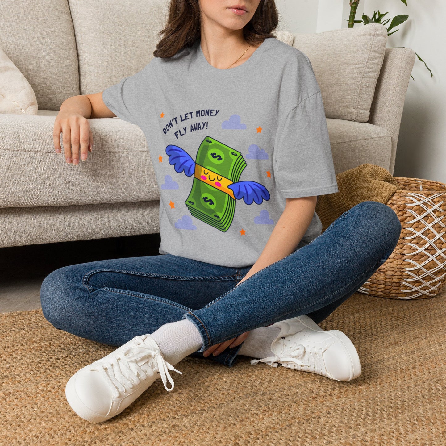 Don't Let Money Fly Away T-Shirt — Cute Flying Cash Graphic Tee