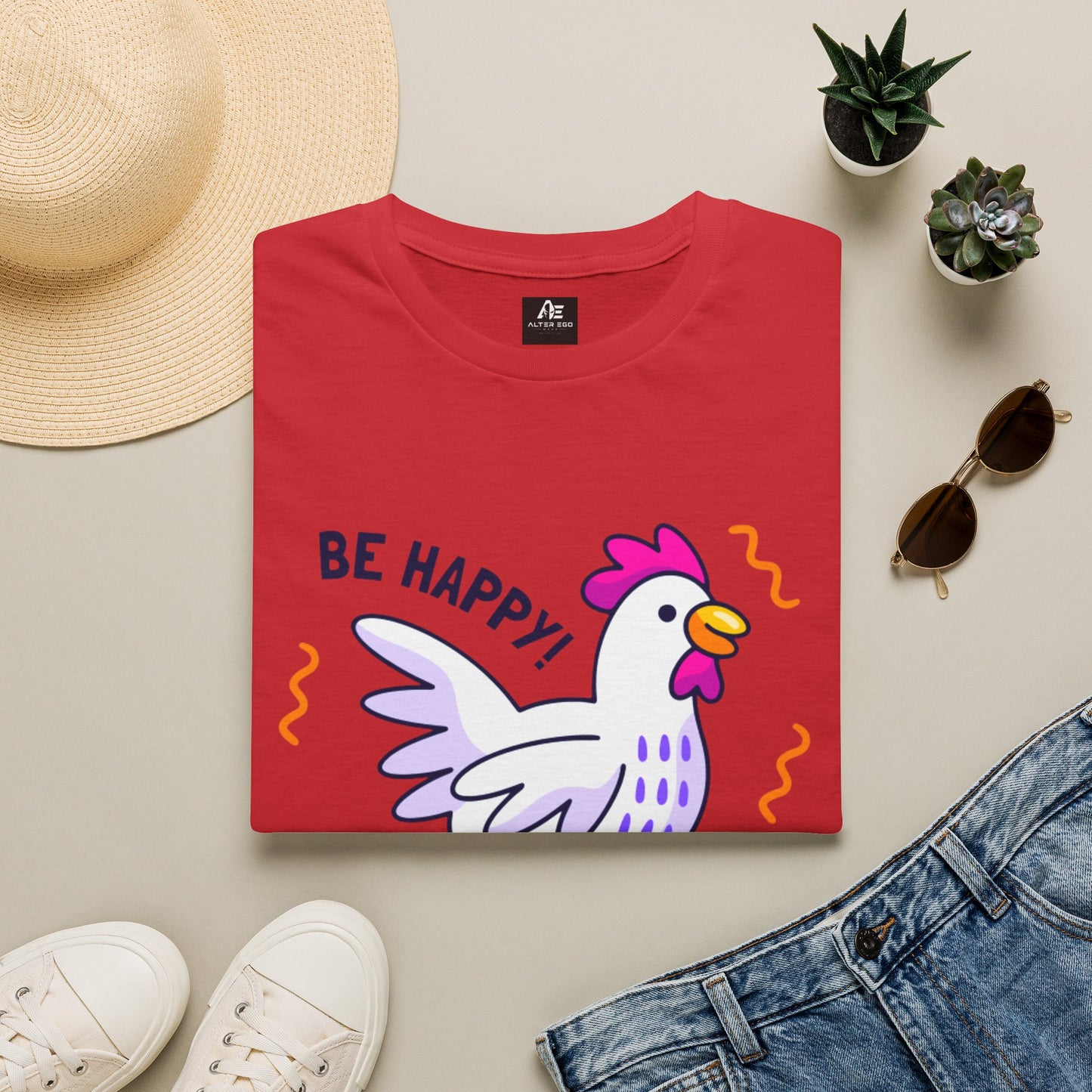 Be Happy Roller Chicken T-Shirt