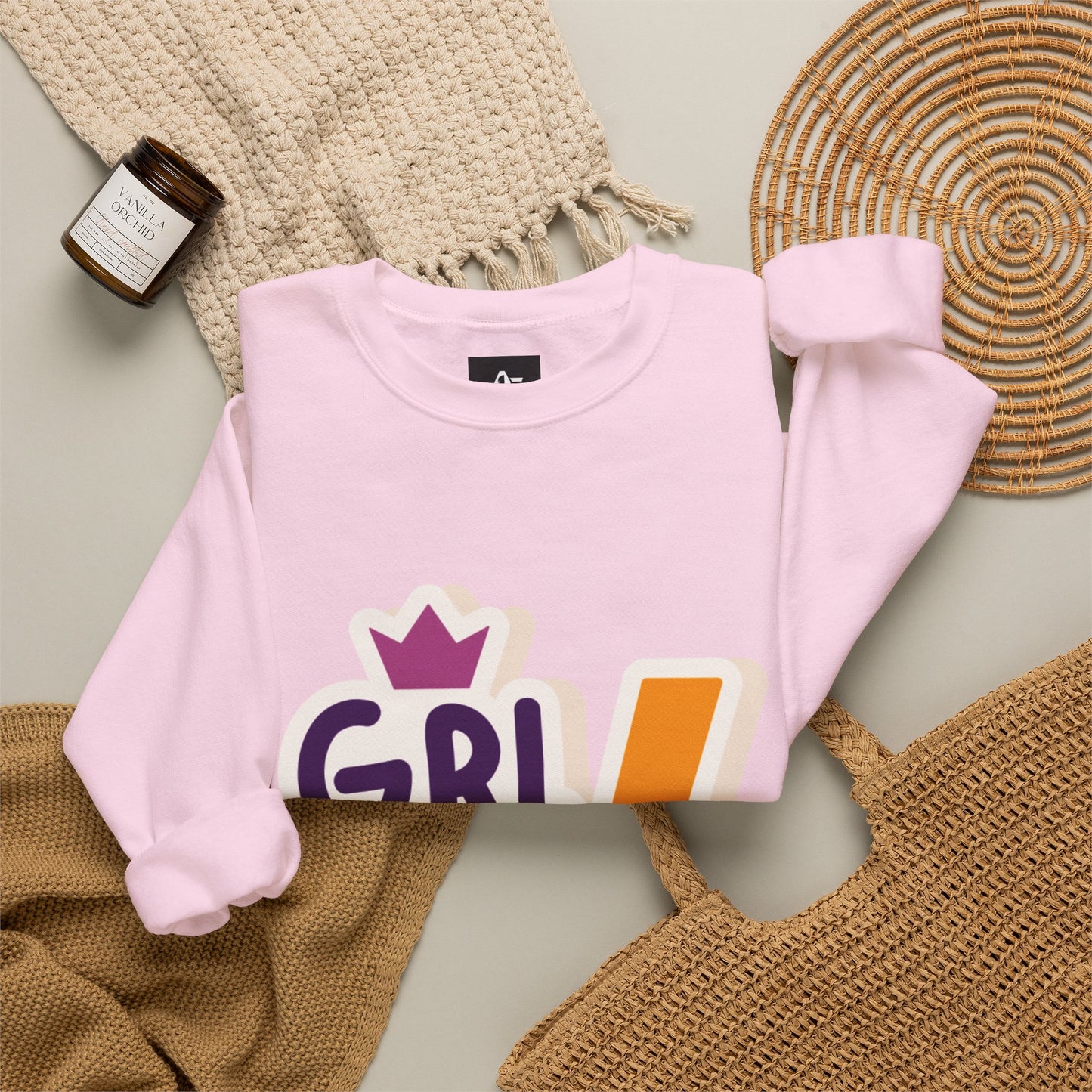 GRL PWR Crewneck Sweatshirt – Girls Power Lightning Bolt Graphic