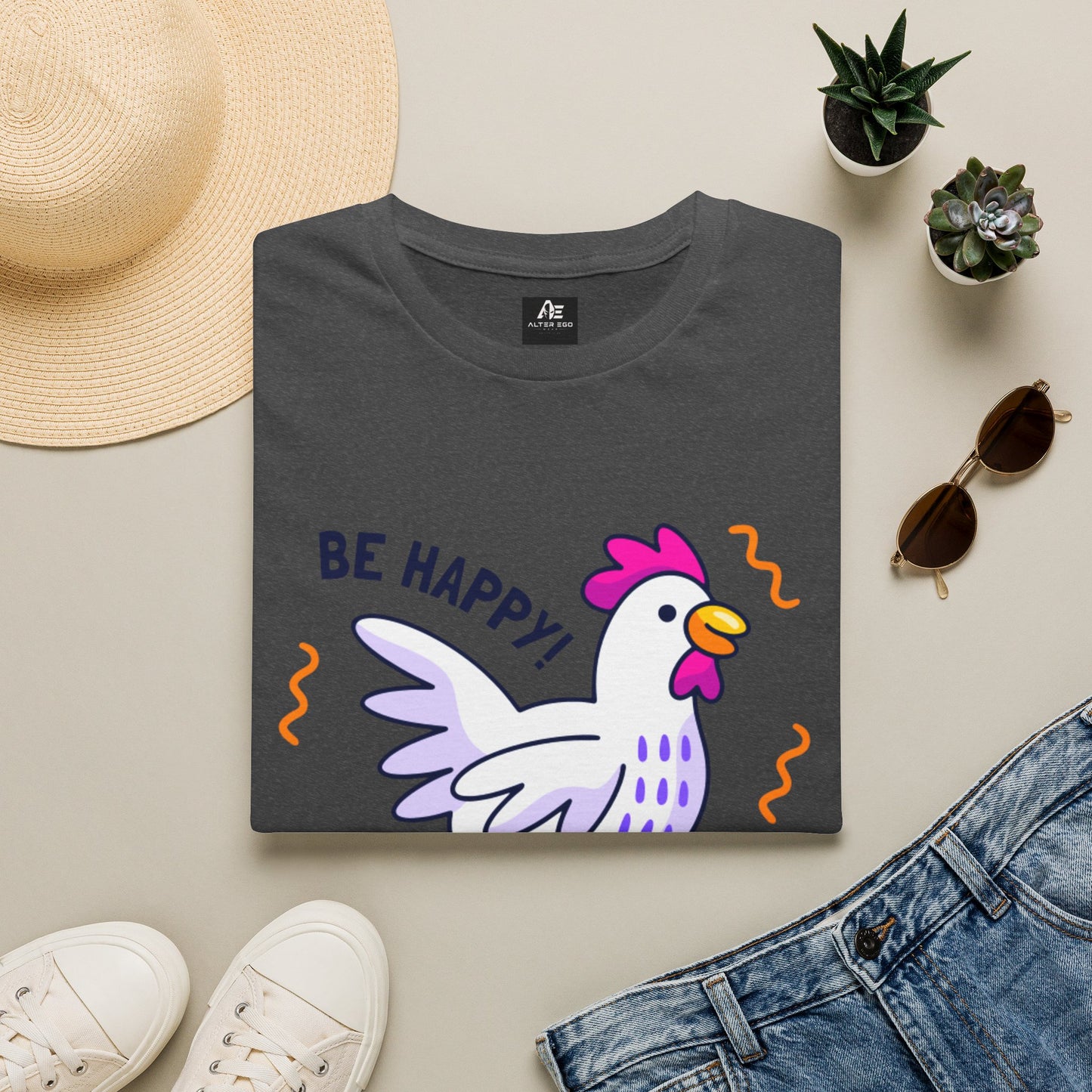 Be Happy Roller Chicken T-Shirt