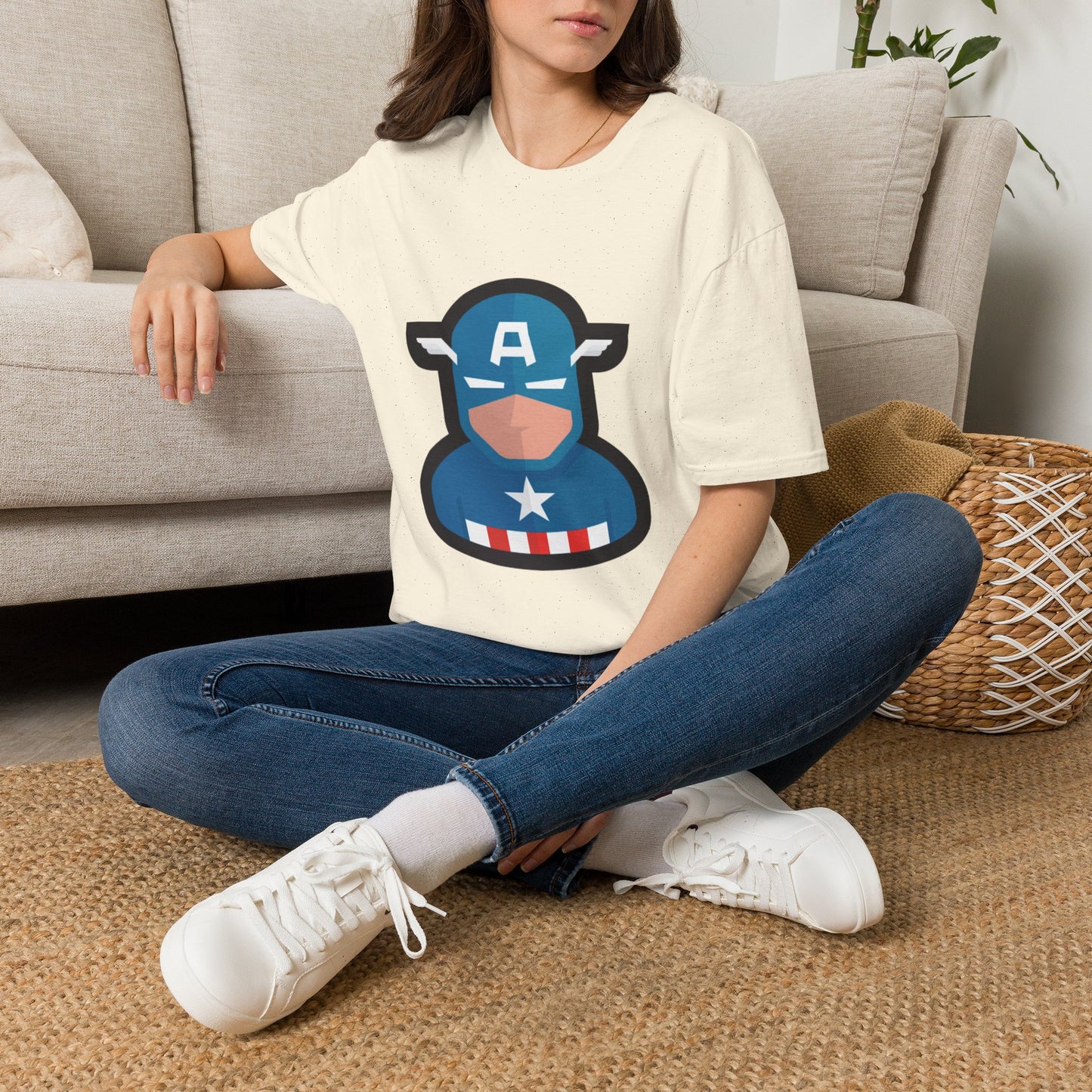 Captain Mask Graphic T-Shirt — Retro Patriotic Superhero Tee