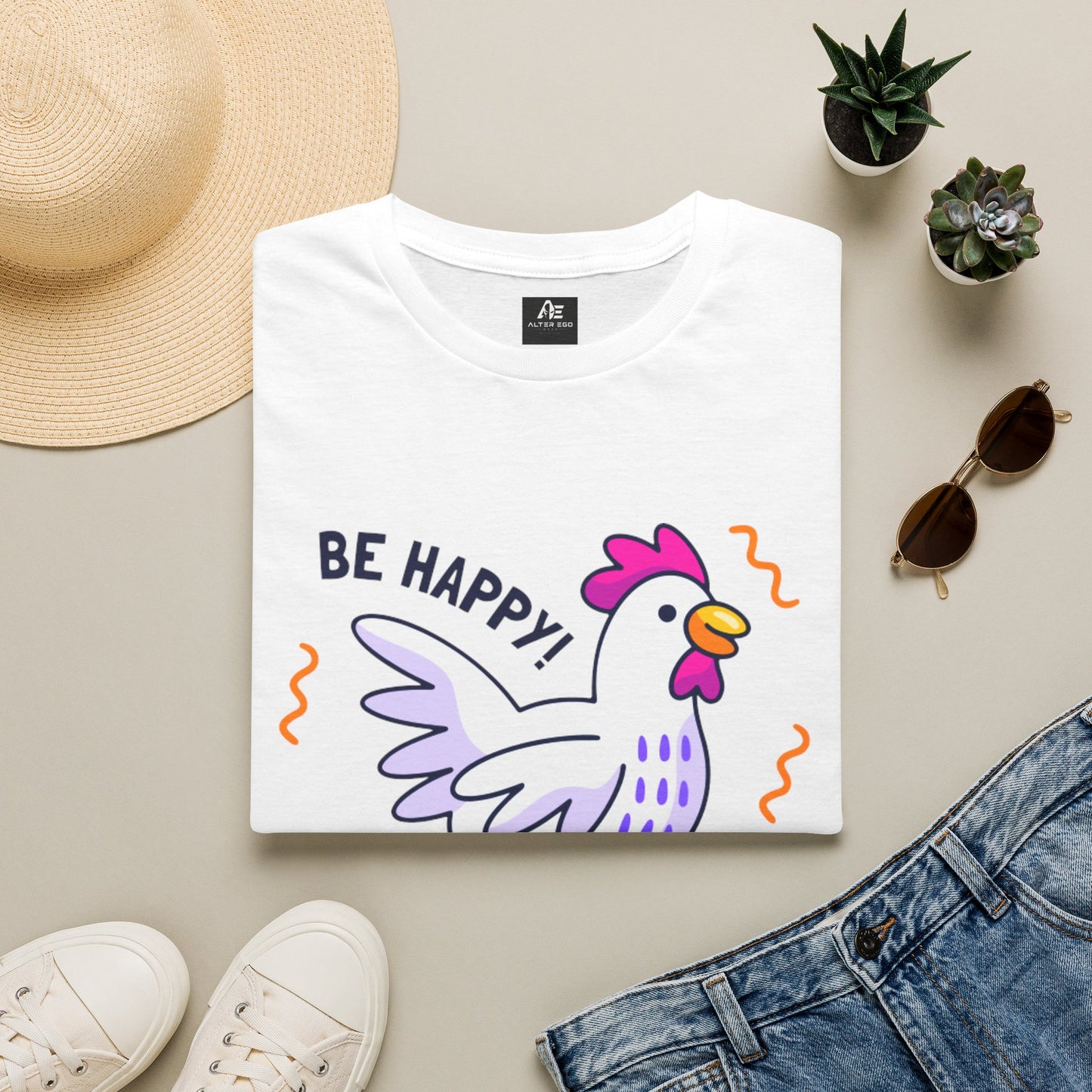 Be Happy Roller Chicken T-Shirt