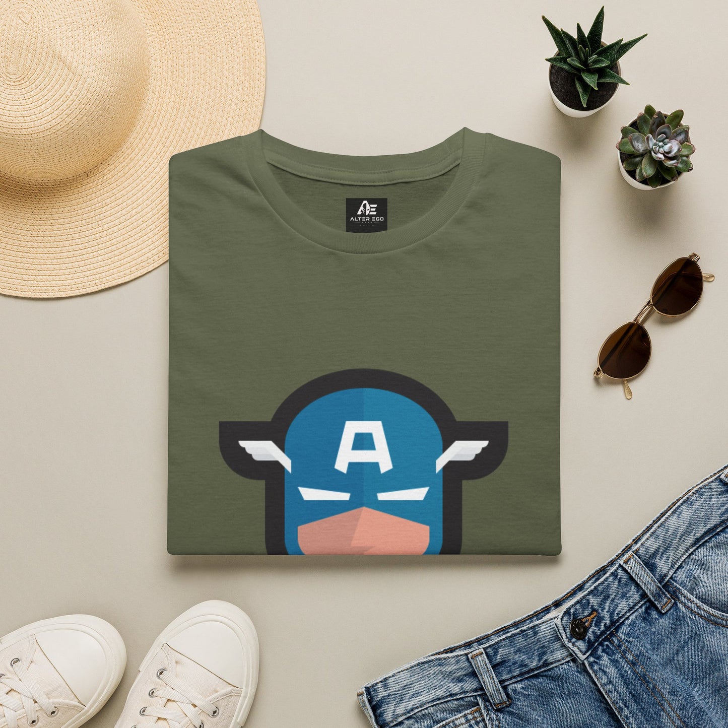 Captain Mask Graphic T-Shirt — Retro Patriotic Superhero Tee