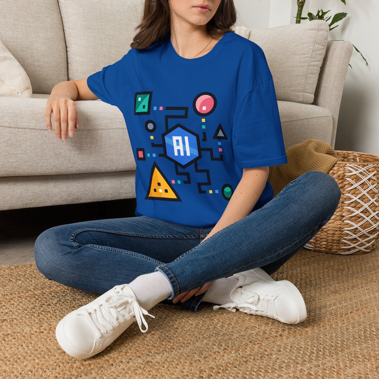 AI Circuit Graphic T-Shirt — Colorful Geometric Tech Design