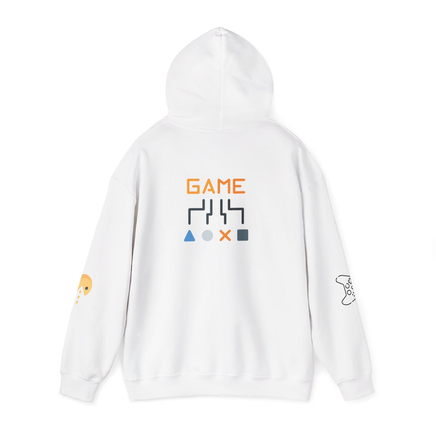 Gamer Hoodie - Colorful Headset Icon & 'GAME' Controller Symbol Pullover