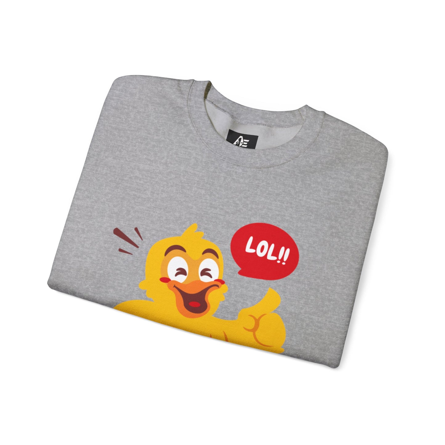 Crewneck Unisex Sweatshirt — Cute Laughing Chick Design ("LOL")