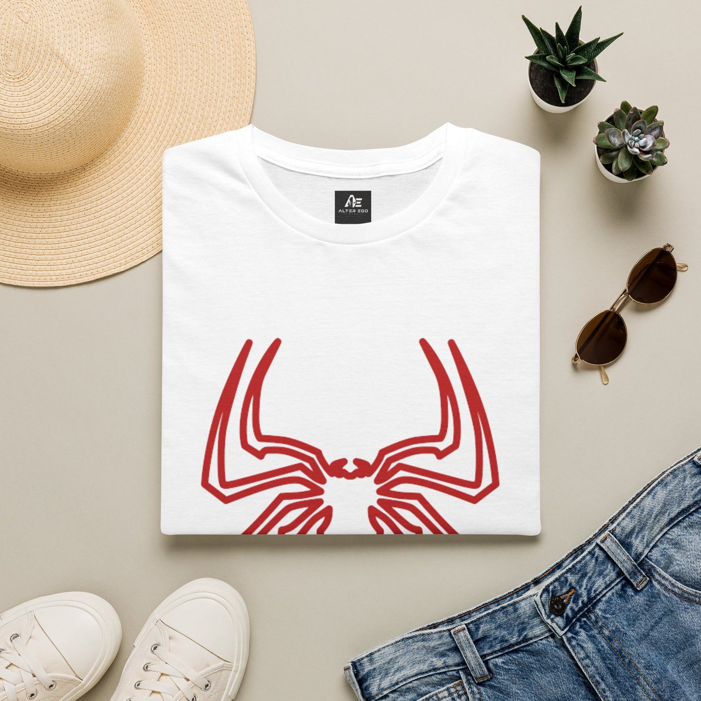 Spider Emblem T-Shirt — Red Minimal Spider Logo Tee