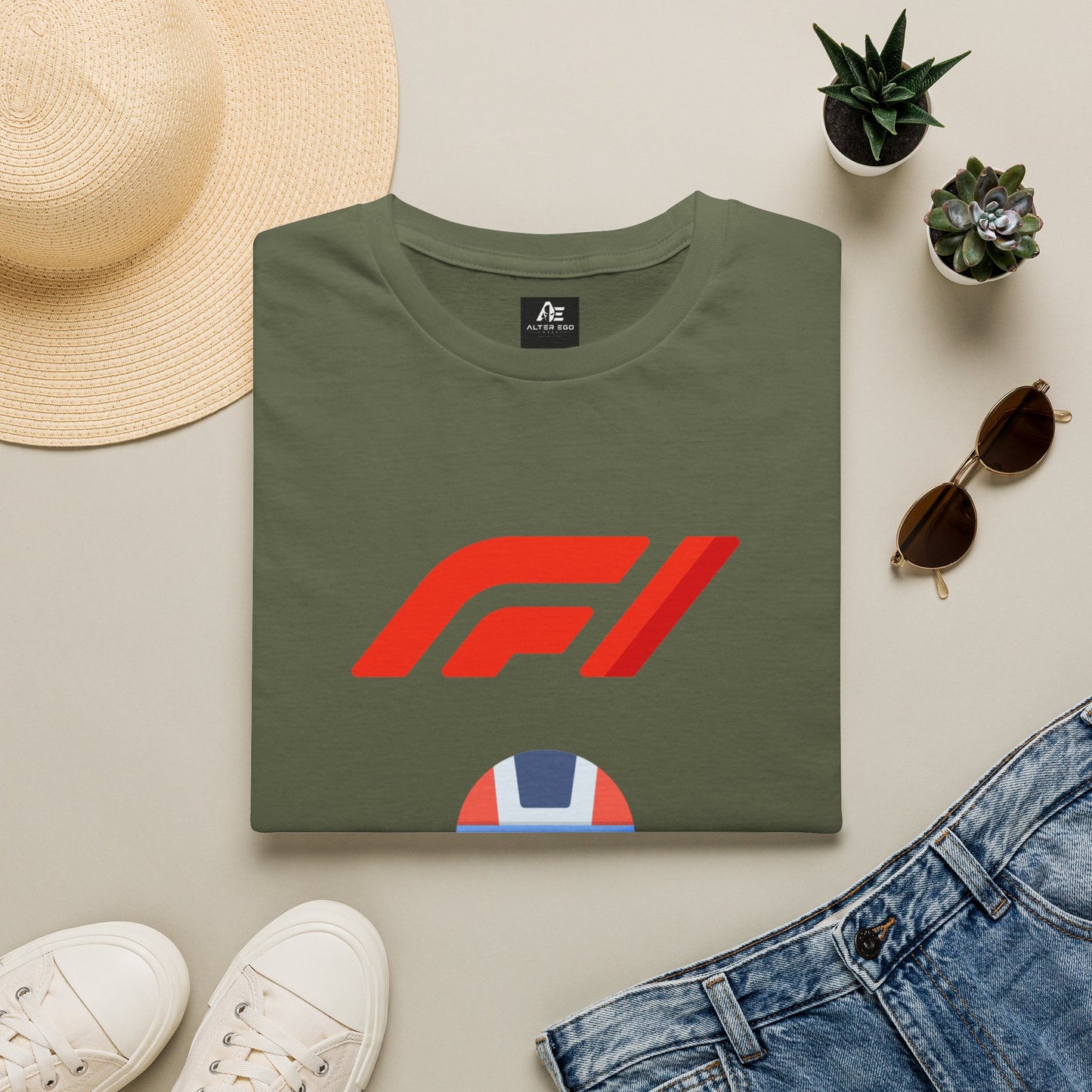 Racing Driver Graphic T-Shirt — Retro F1 Helmet Logo Tee