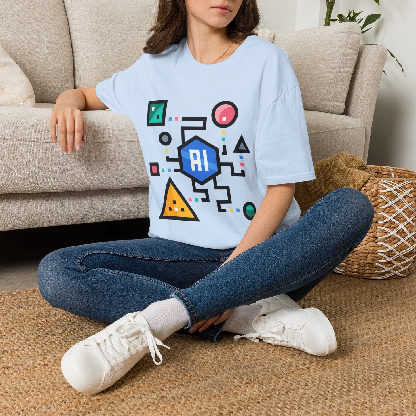 AI Circuit Graphic T-Shirt — Colorful Geometric Tech Design