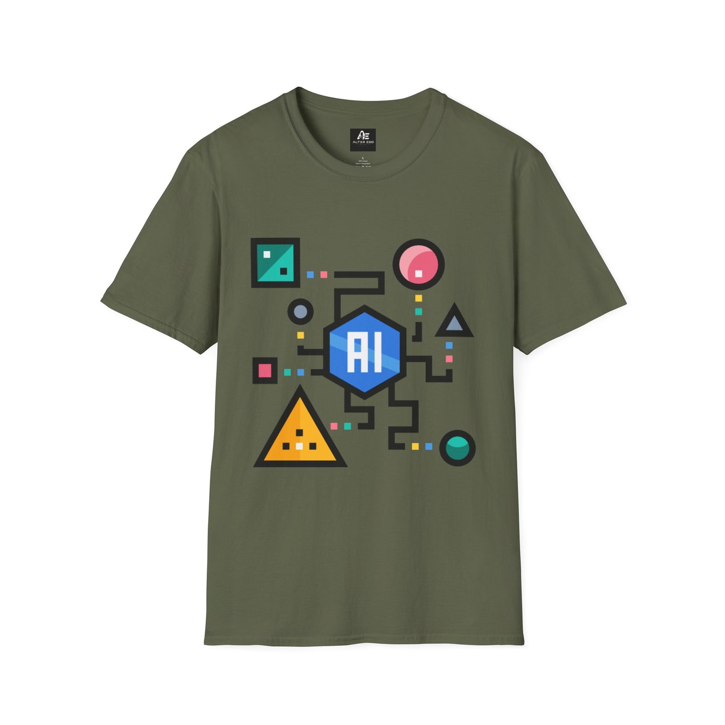 AI Circuit Graphic T-Shirt — Colorful Geometric Tech Design
