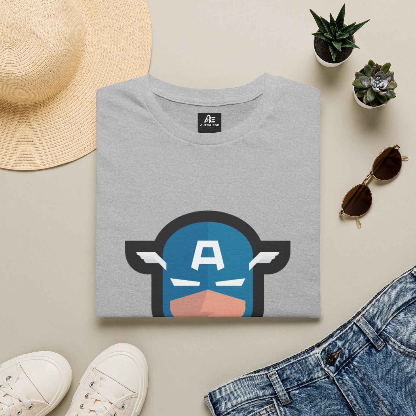 Captain Mask Graphic T-Shirt — Retro Patriotic Superhero Tee