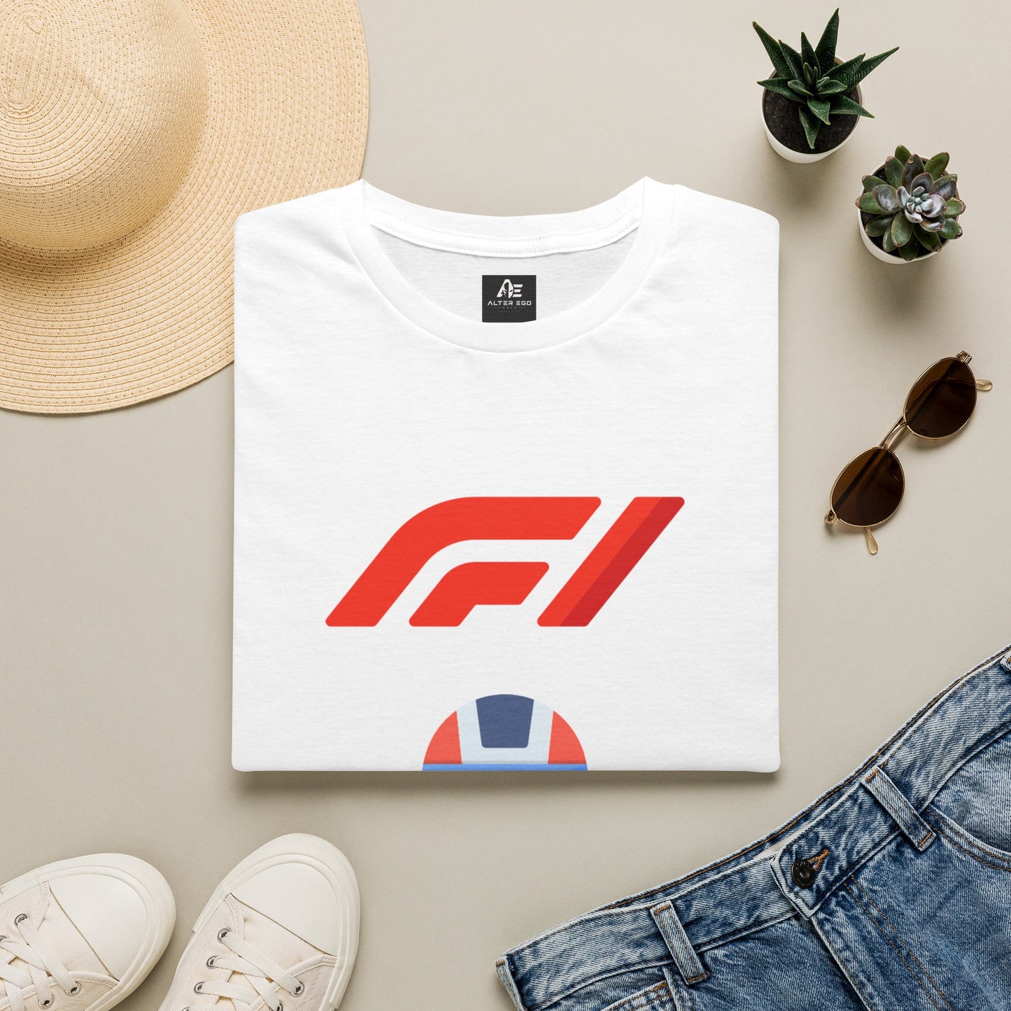 Racing Driver Graphic T-Shirt — Retro F1 Helmet Logo Tee