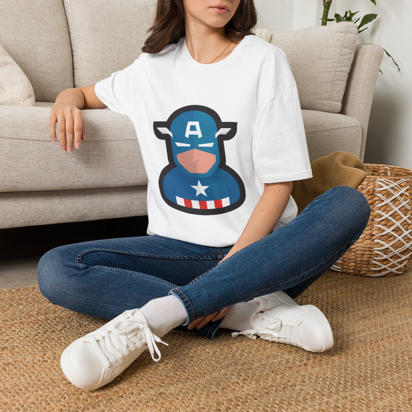 Captain Mask Graphic T-Shirt — Retro Patriotic Superhero Tee