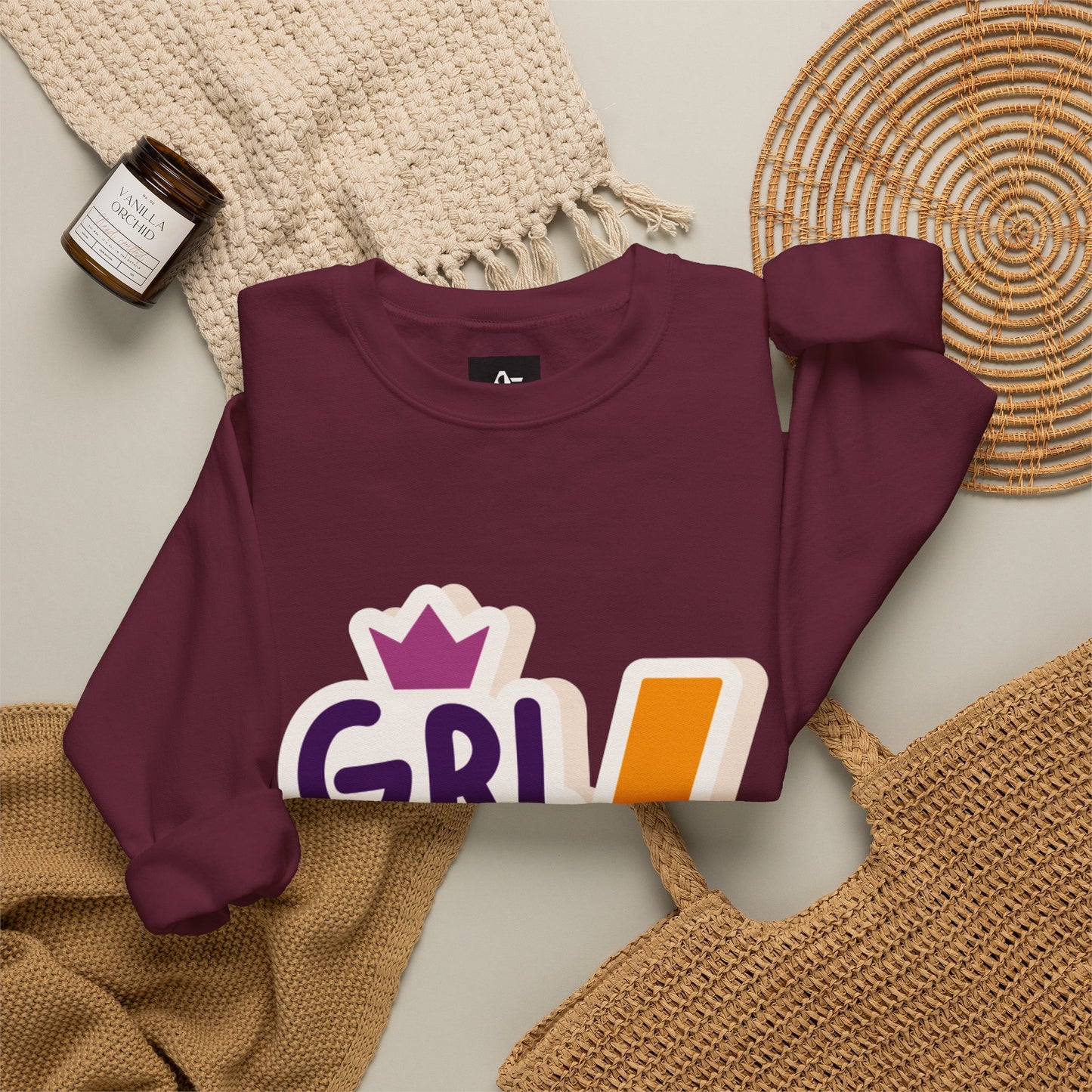 GRL PWR Crewneck Sweatshirt – Girls Power Lightning Bolt Graphic